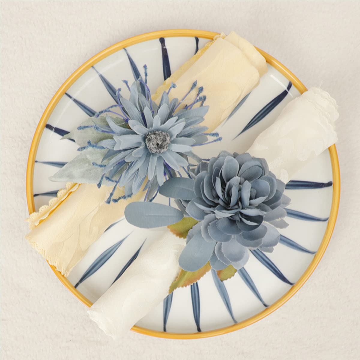 Set of 6 Floral Napkin Rings - Handmade Rose Vine Design Napkin Holders for Spring Table Decorations | Perfect for Weddings, Easter, and Dinner Party Decor