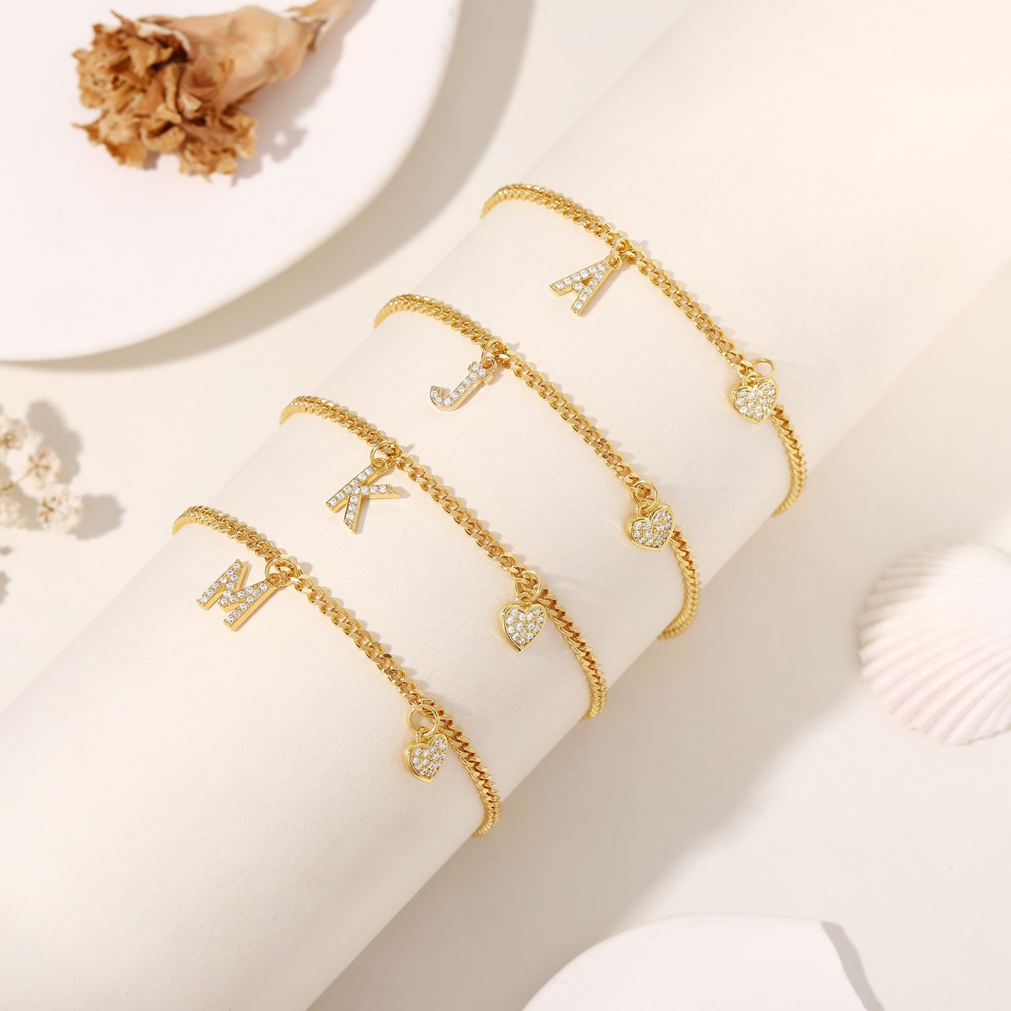 Initial Anklet for Women - Gold Plated Heart Ankle Bracelet | Valentine's Day, Birthday Gifts for Her | Trendy Teen Girl Jewelry | Perfect for Casual Wear, Beach Outfits & Special Occasions