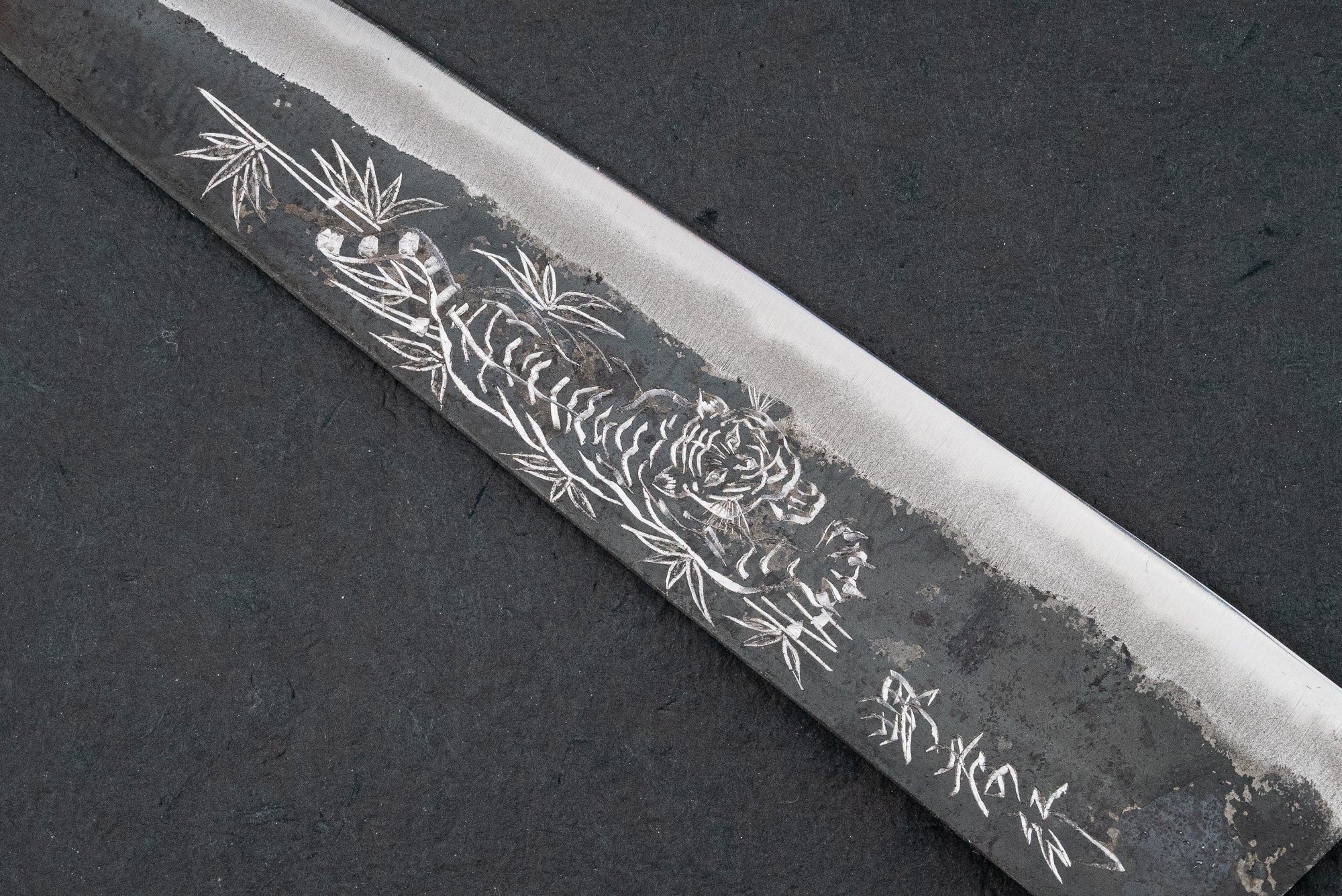 Premium Sakai Takayuki Michiko Kubota Engraved Aogami #2 Gyuto Knife 240mm - Japanese Tiger Pattern Chef's Knife for Professional Sushi & Meat Cutting