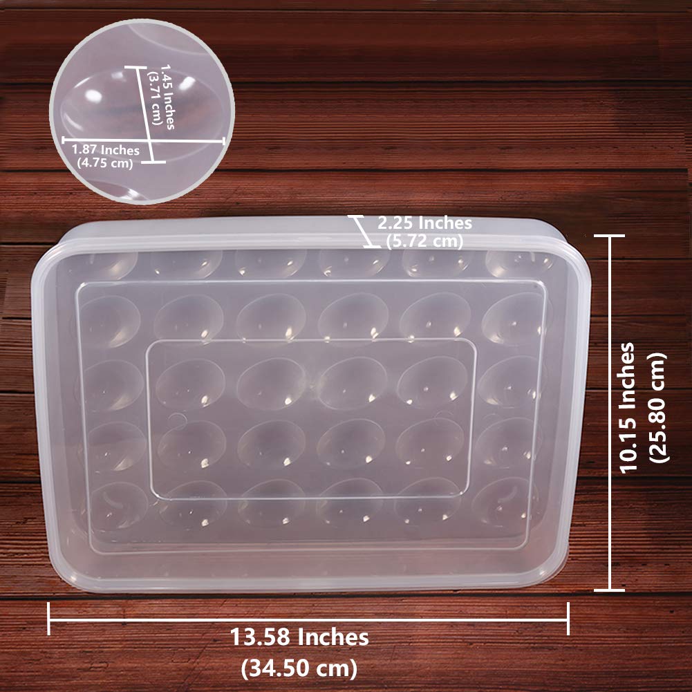 77L Plastic Deviled Egg Containers with Lid (Set of 2) - 60 Egg Capacity Carrier Tray, Clear Refrigerator Storage & Stackable Countertop Organizer - Perfect for Picnics, Parties & Meal Prep