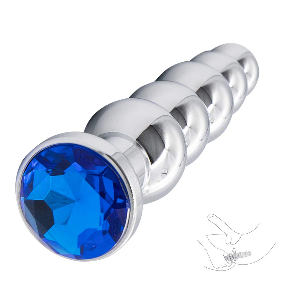Metal Anal Beads with Gem Base - 5 Beads Prostate & G-Spot Massager for Men & Women, Pleasure Wand Sex Toy for Couples - Perfect for Solo Play, Partner Exploration & Sensual Enhancement