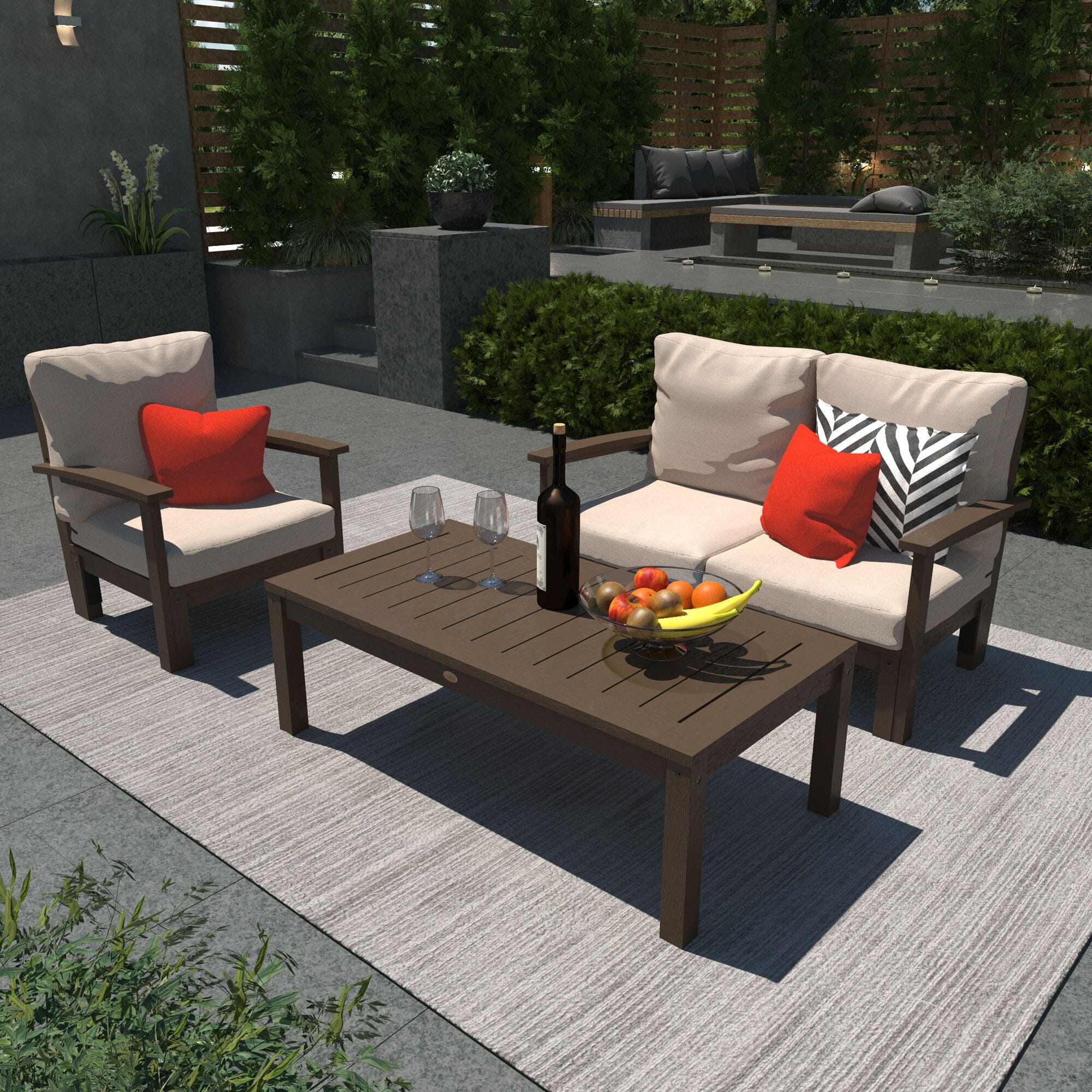 Custom Deep Seating Set - Loveseat, Armchair & Coffee Table for Outdoor Patio, Garden or Poolside Relaxation | Premium Weather-Resistant Furniture