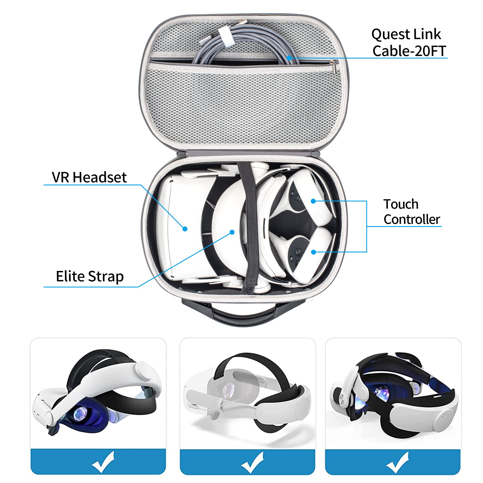 Universal VR Headset Carrying Case for Vision Pro, Meta Quest 3/2/Pro, Pico 4/4 Pro - Protective Storage Bag for ZEEKOL Gaming Headset & Touch Controllers - Perfect for Travel, Gaming Events & Home Organization