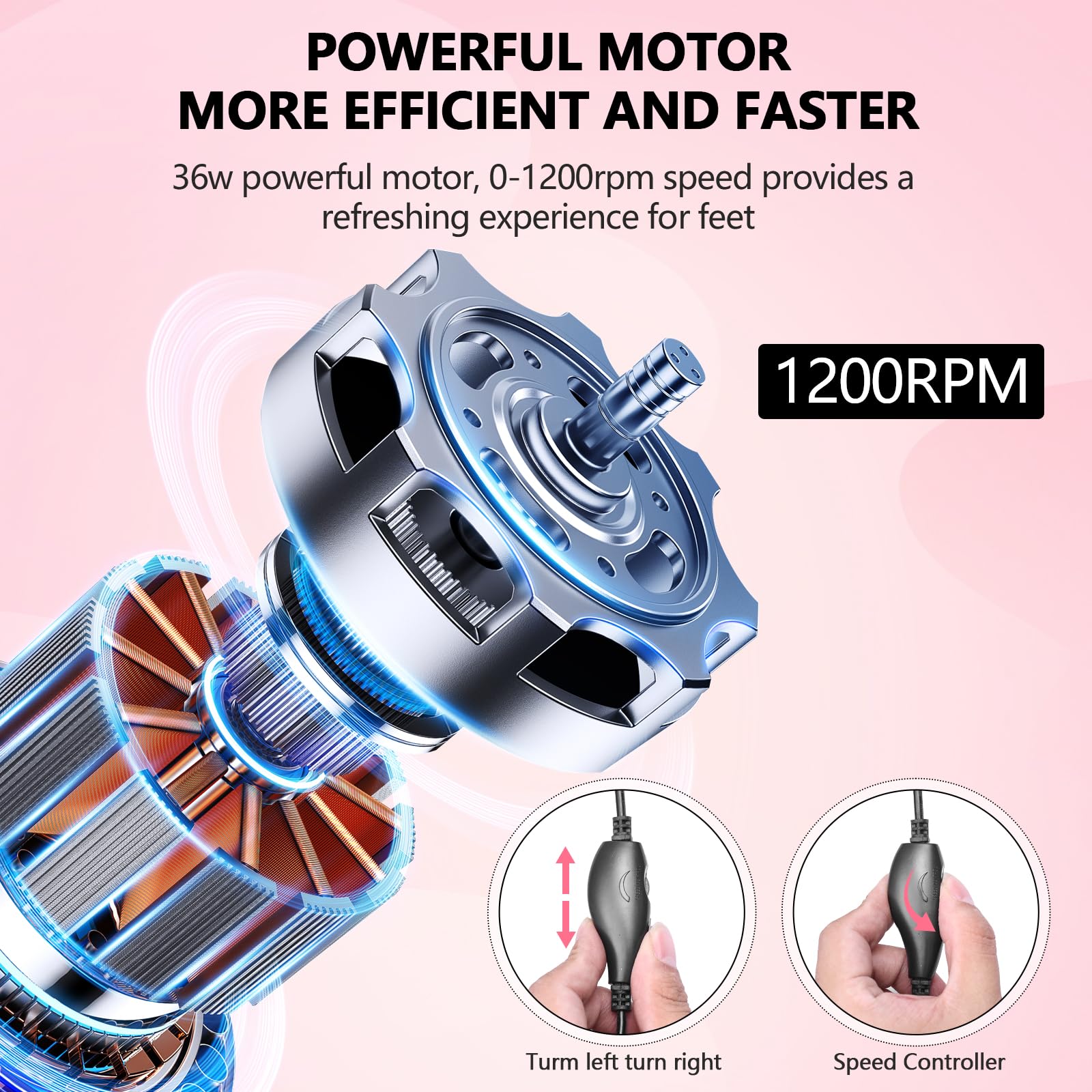 Professional Electric Foot Callus Remover - 1200 RPM Adjustable Speed Metal Foot Grinder for Dead Skin & Cracked Heels | Automatic Heel Sander with 10 Replacement Sandpaper Discs | Pedicure Tool for Women & Men | Perfect for Home Spa, Salon & DIY Foot Care (Black)
