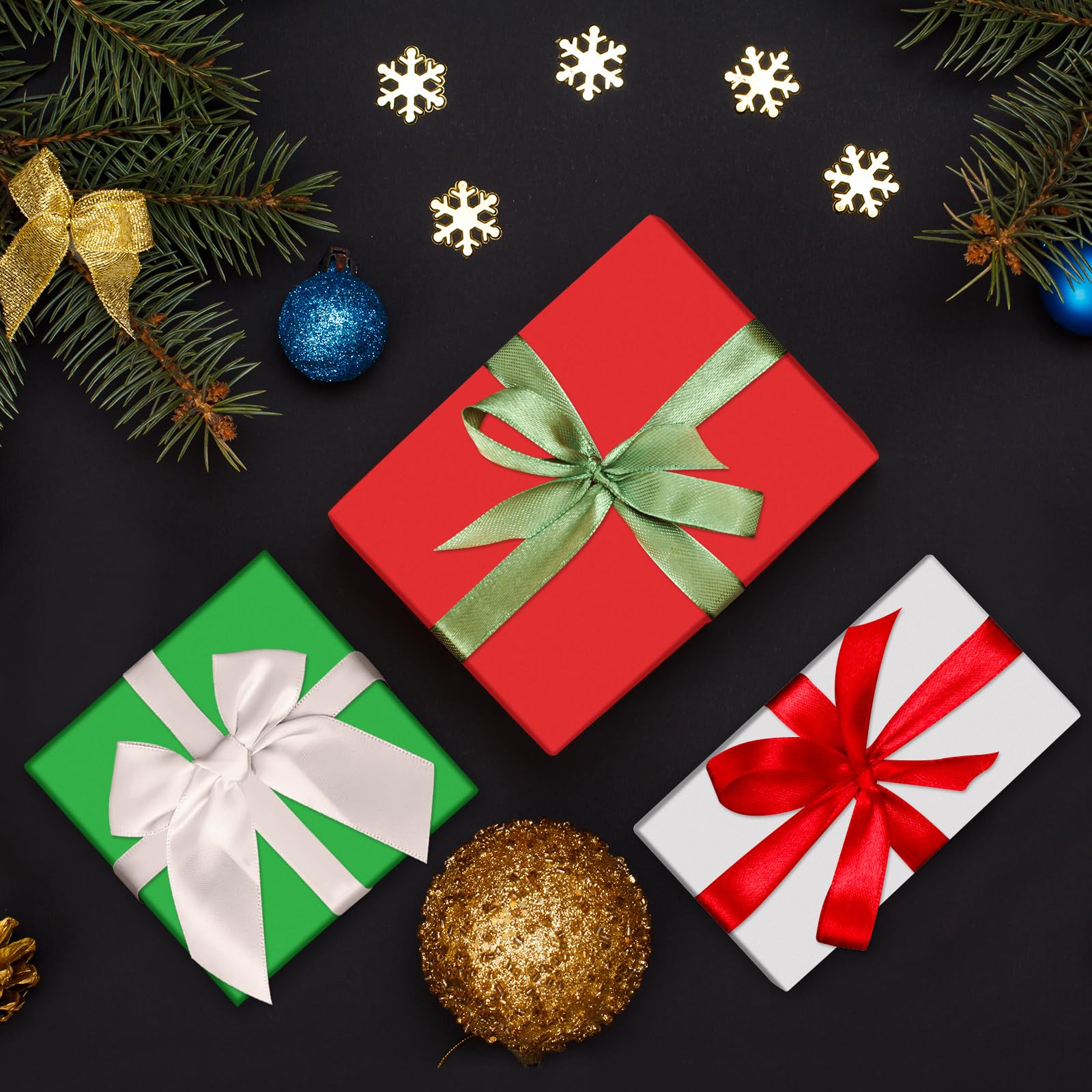 100 Sheets Christmas Tissue Paper - Red, Green & White Holiday Gift Wrapping Paper for Crafts, Bags & Party Decorations | Perfect for Christmas Presents, DIY Projects & Festive Home Decor