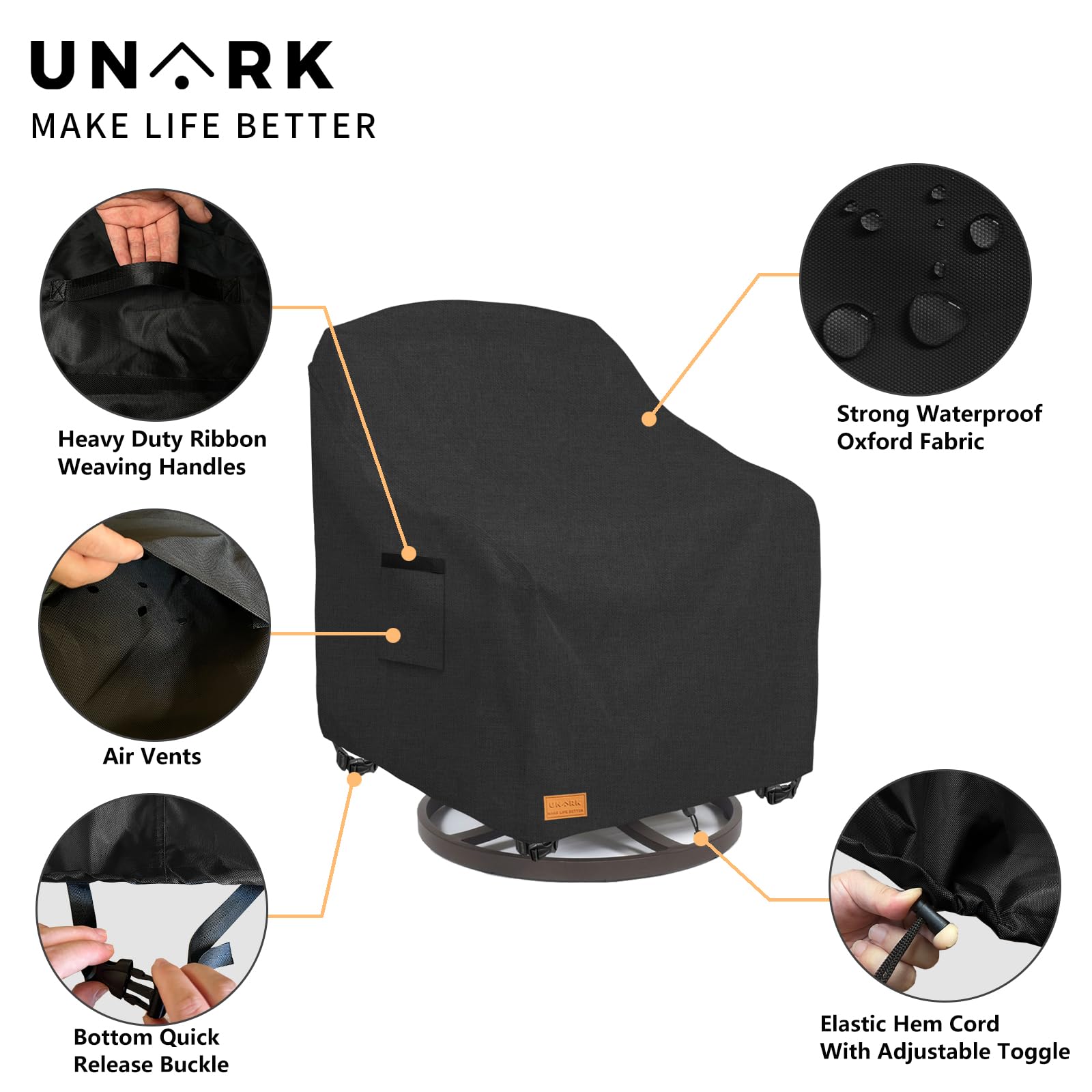 Waterproof Outdoor Swivel Rocking Chair Covers 2 Pack - 33