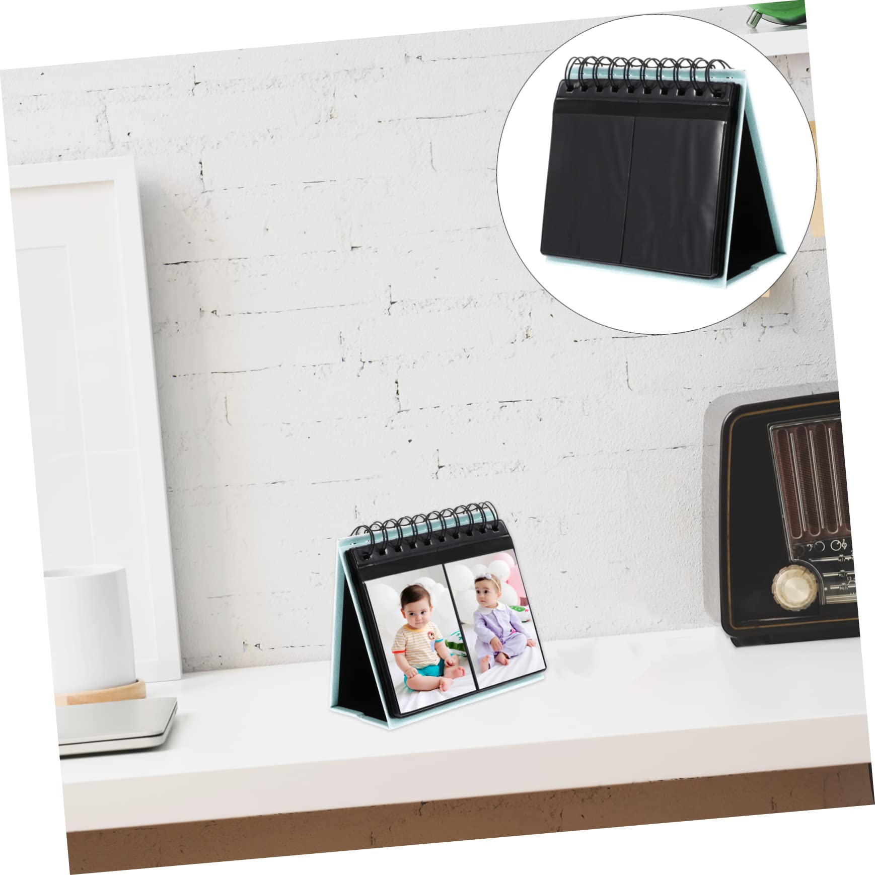 Abaodam 3-Pack 3-Inch Spiral Travel PVC Photo Album - Foldable Retro Picture Frame for 8x9, 9x7, 2.5x3.5 Photos | Table Calendar, Desk Display & Camera Accessory | Perfect for Travel Memories, Wedding Photos & Office Decor