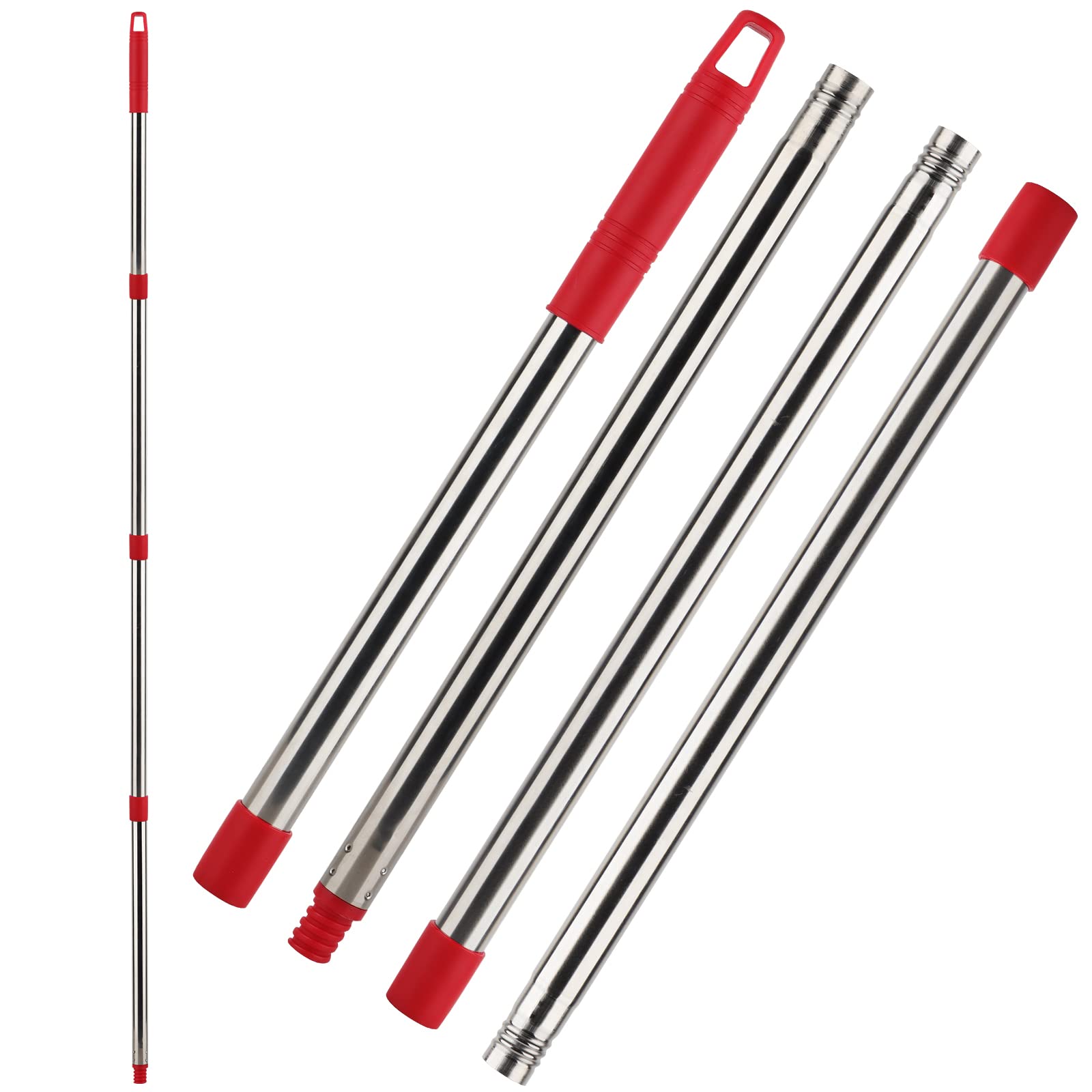 GreeSuit Replacement Handle for Vileda Turbo Spin Mop & EasyWring - 58 Inch Stainless Steel Mop Handle with 4 Sections, Easy Squeeze Design for Floor Cleaning - Perfect for Kitchen, Bathroom & Hardwood Floors