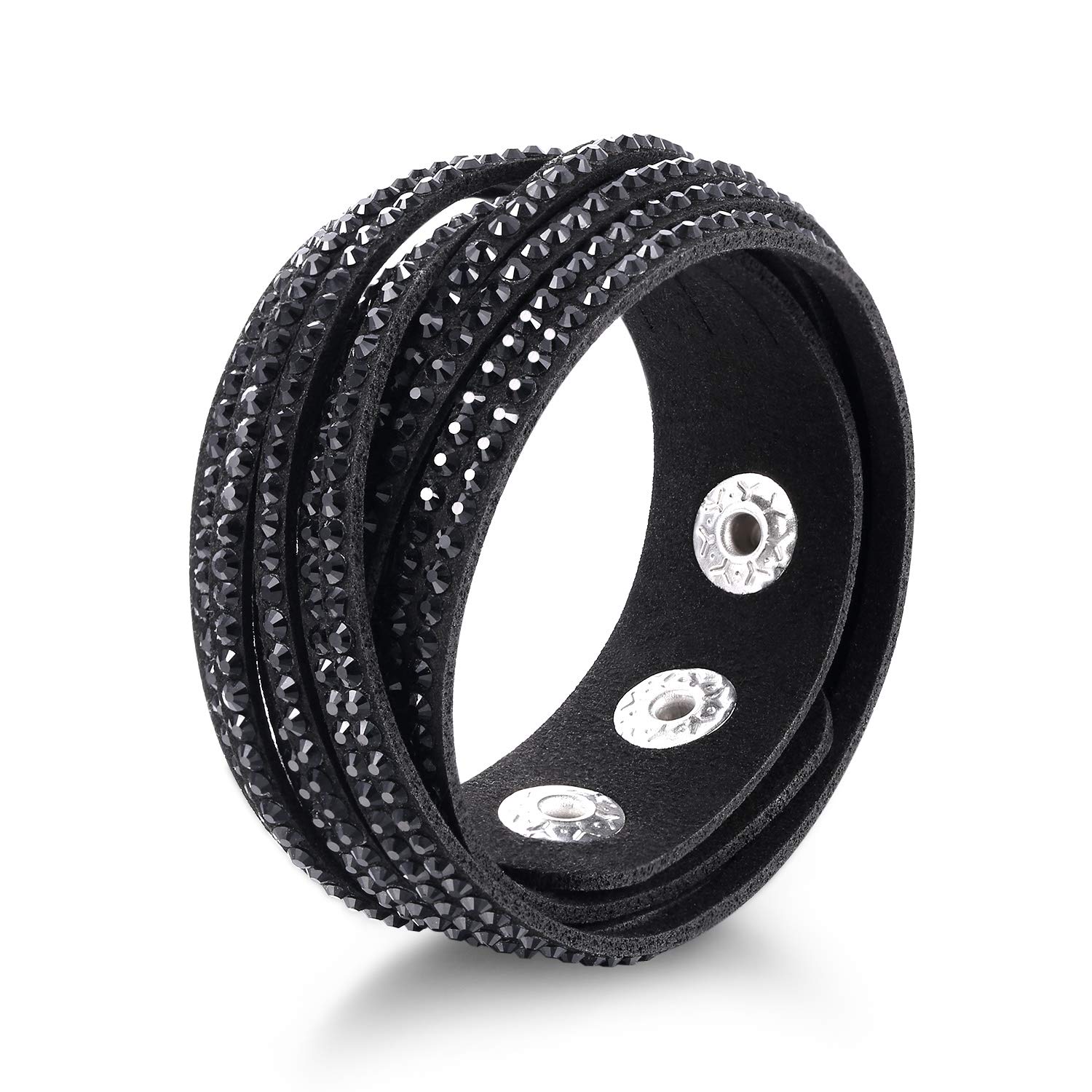 Austrian Crystal Wrap Bracelet - Barzel Leather for Parties & Gifts
