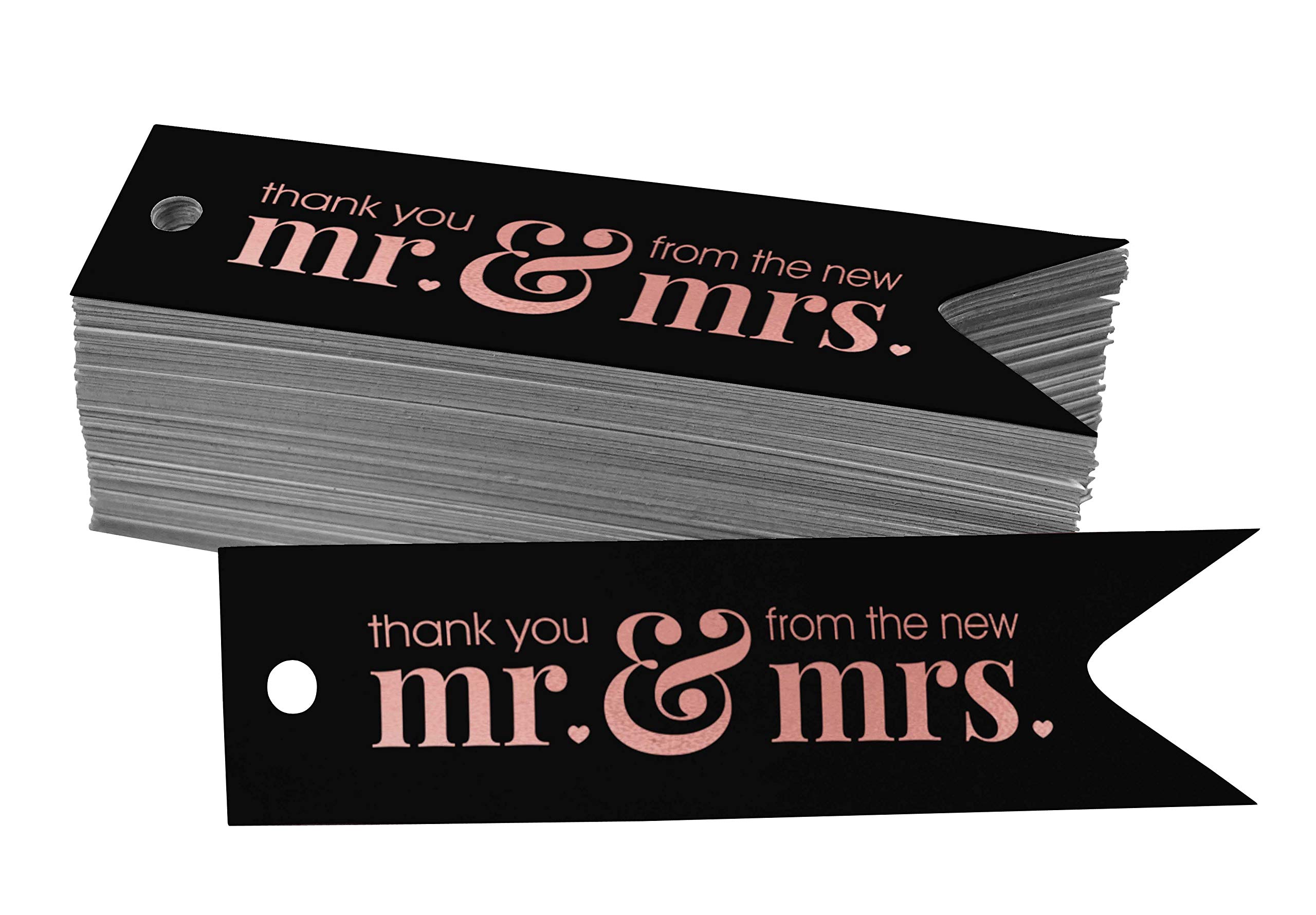100pcs Rose Gold Foil Wedding Favor Tags - Elegant Thank You Hang Tags for Bridal Shower, Baby Shower & Party Decorations