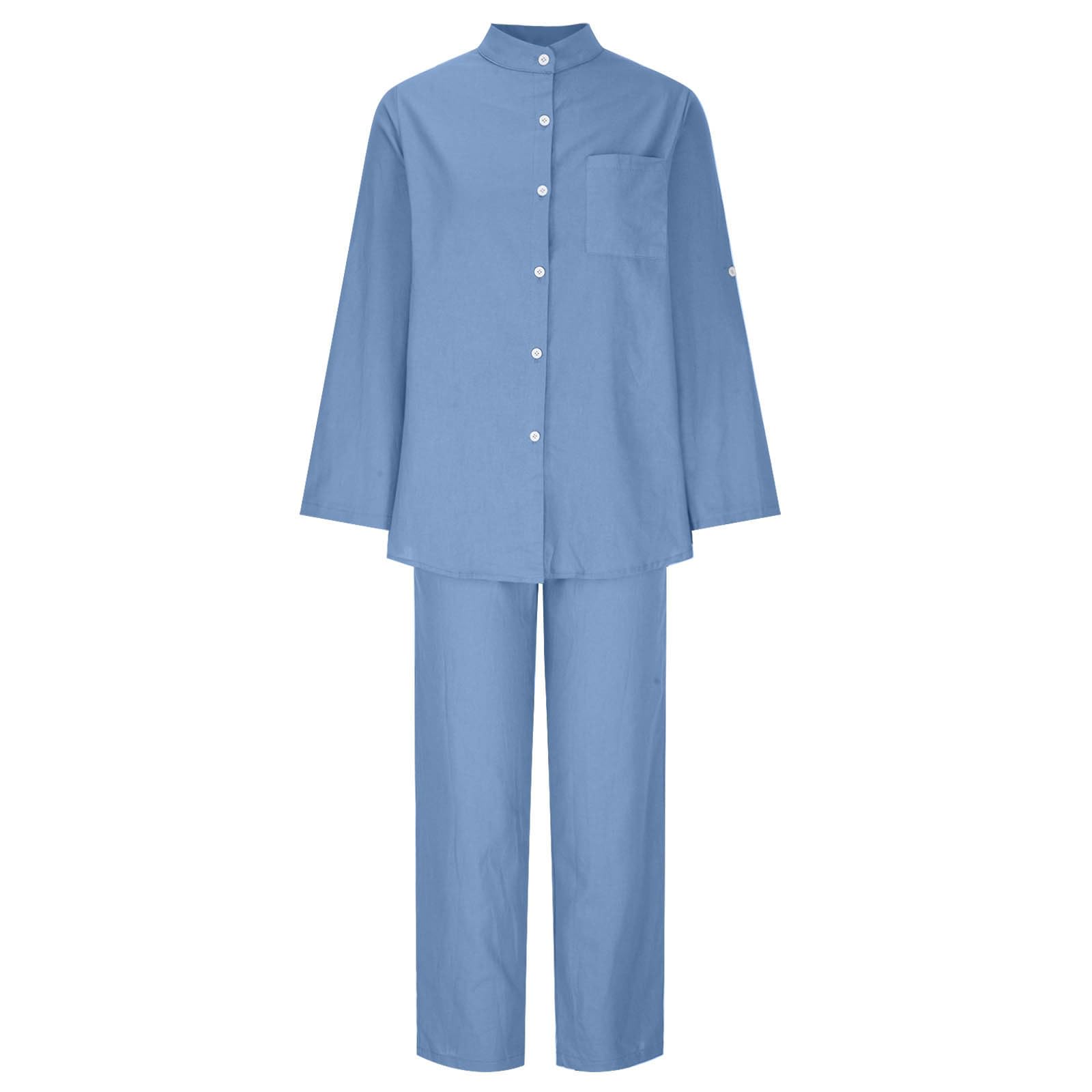 Premium Women's Linen Lounge Set - Soft Long Sleeve Top & Comfortable Pants 2-Piece Outfit | Breathable Summer Loungewear for Home, Travel & Relaxation