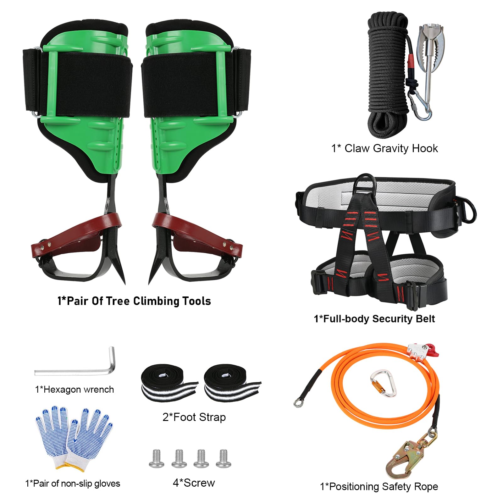 Professional Tree Climbing Gear Kit - Steel Core Flip Line, Adjustable Triple Lock Lanyard & Grappling Hook with 20m Rope - Perfect for Arborists, Tree Trimming and Outdoor Climbing Adventures