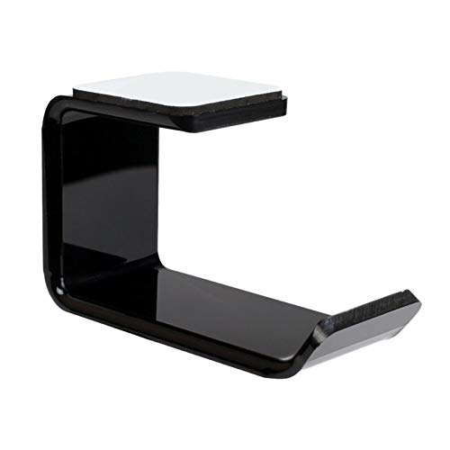 Hausdec Acrylic Wall Mount Headphone Holder - Space Saving Headset Stand with Strong Adhesive for Desk, Gaming Setup & Office Organization (Black) - Perfect for Gamers, Streamers & Home Office Use
