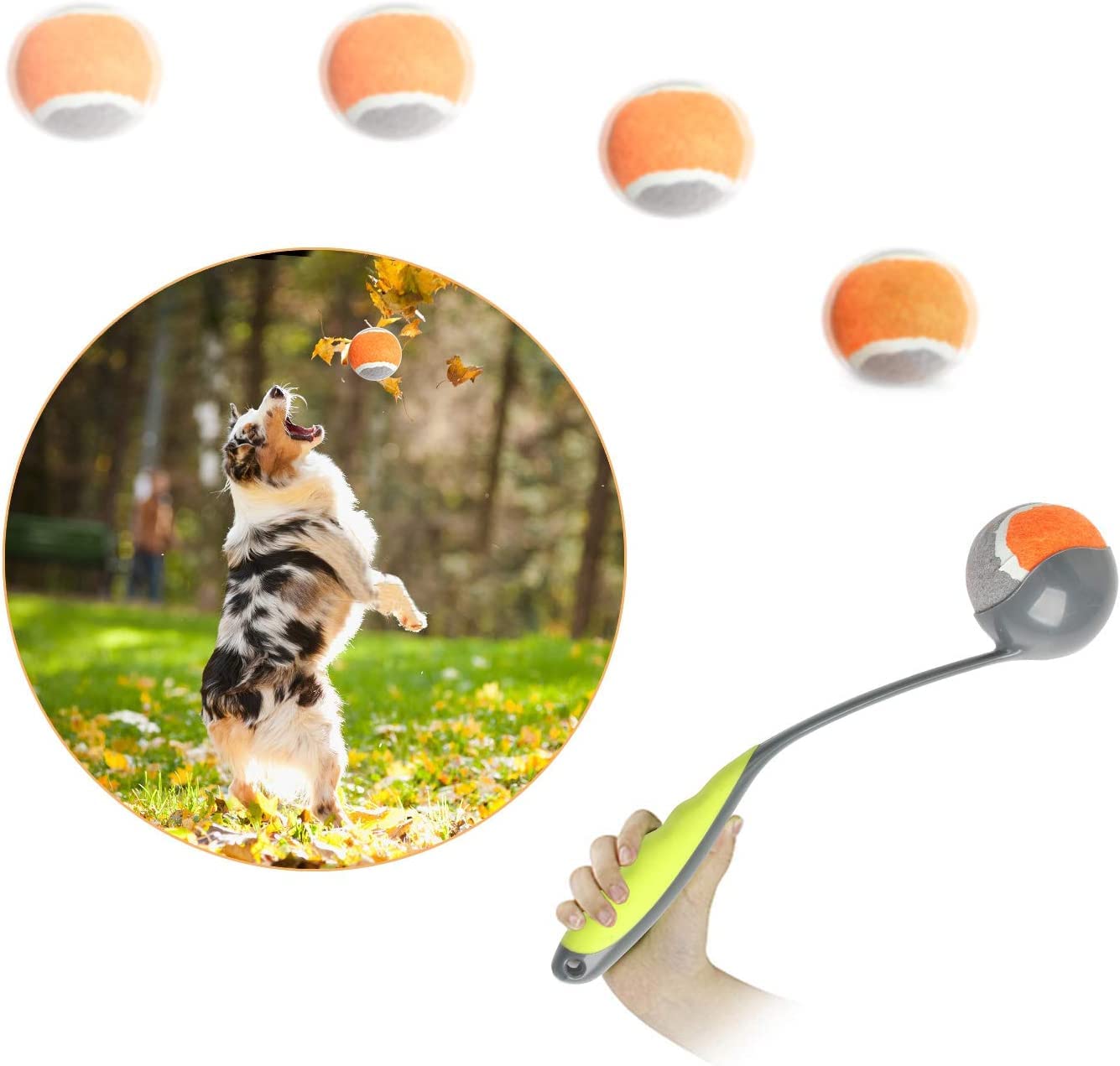 PAWISE Automatic Dog Ball Launcher - Interactive Fetch Toy for Dogs with Tennis Balls - Perfect for Outdoor Play, Training & Exercise