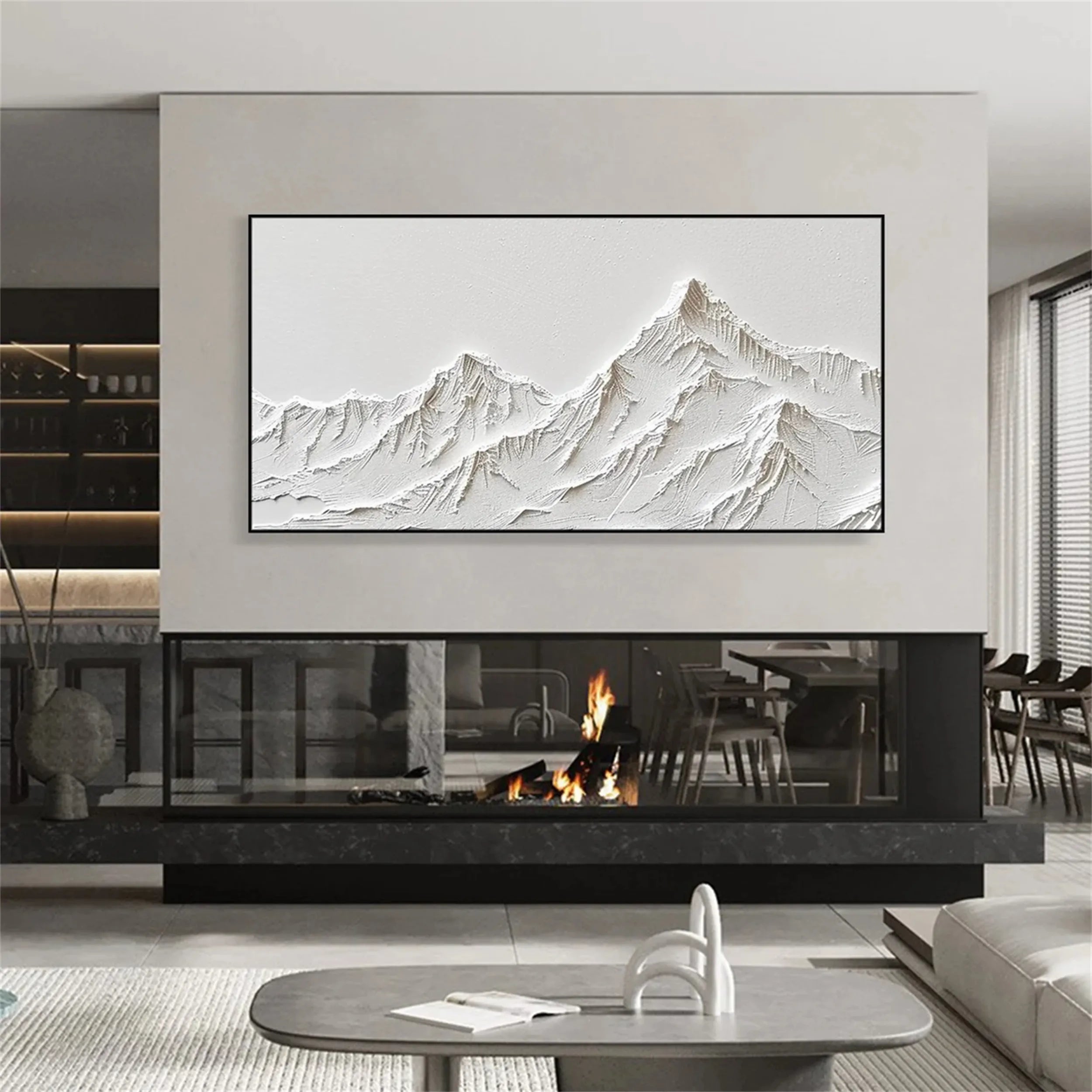 White Minimalist Textured Painting Canvas #MM249 - Abstract Wall Art for Modern Home & Office Decor