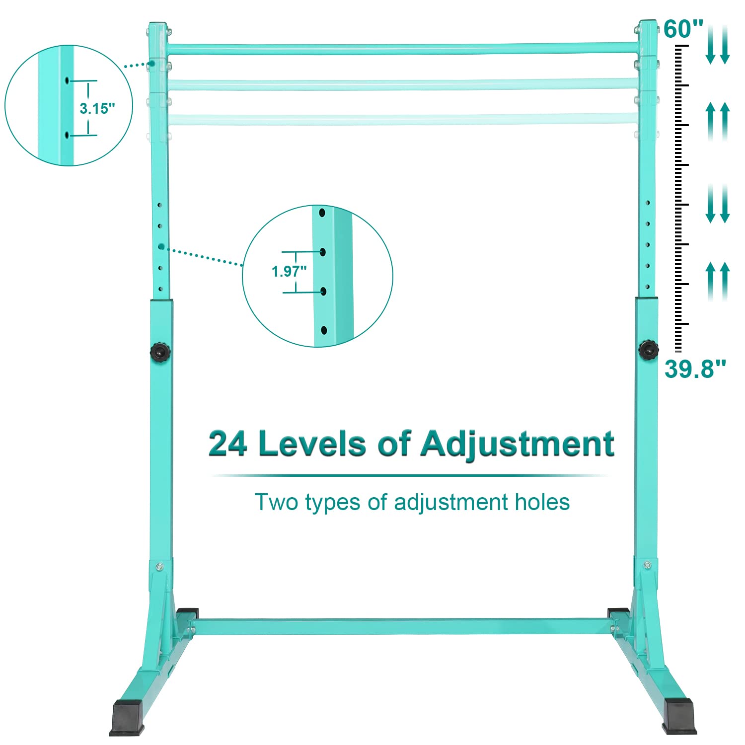 Bongkim Adjustable Height Gymnastics Bar for Kids - Folding Horizontal Training Bar for Home Use | Junior Gymnastic Equipment for Indoor Practice, Strength Training & Playtime Activities