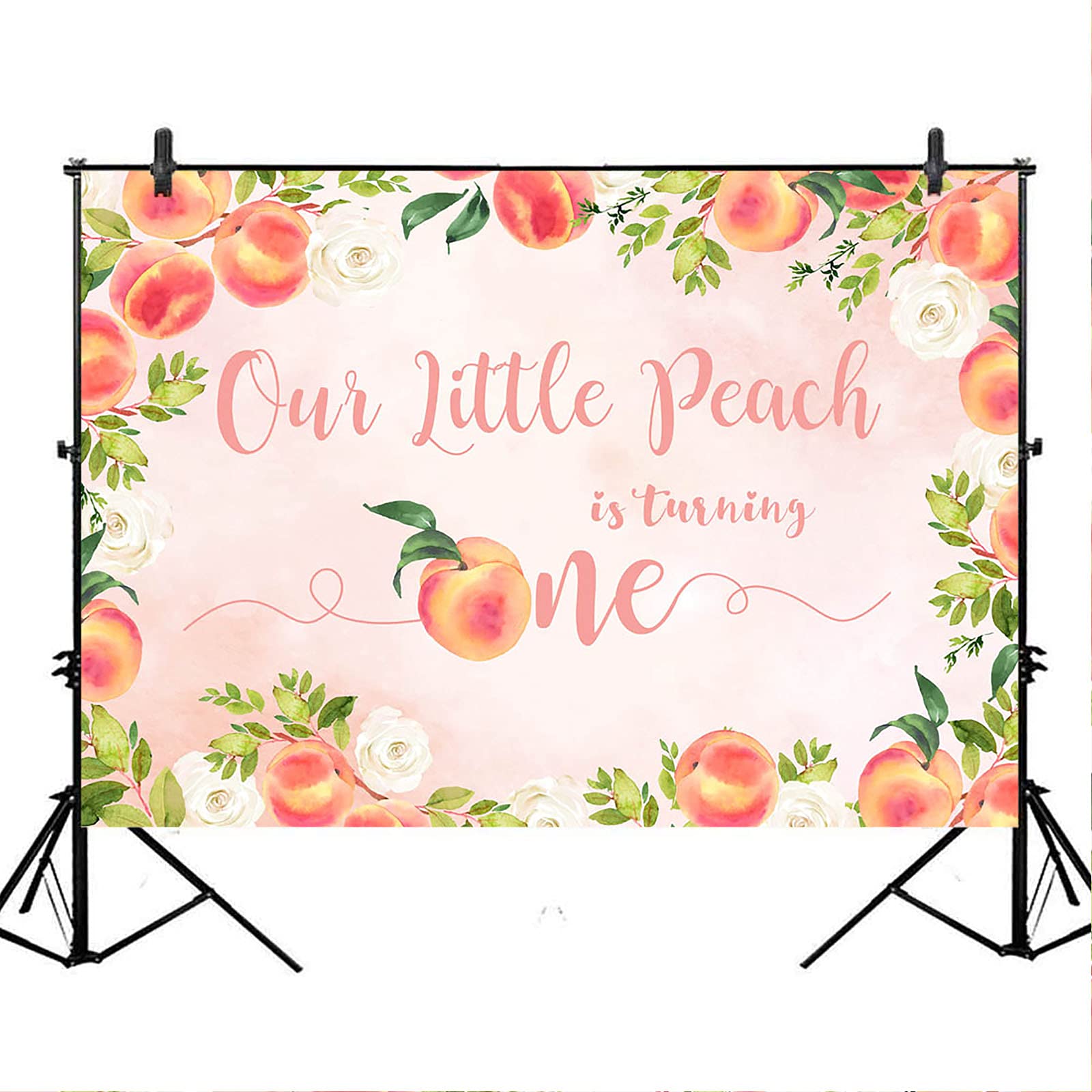 Sweet Little Peach First Birthday Backdrop - 8x6ft Floral Peach Party Background for Girls' 1st Birthday Decorations | Perfect for Birthday Parties, Baby Showers & Photo Booths