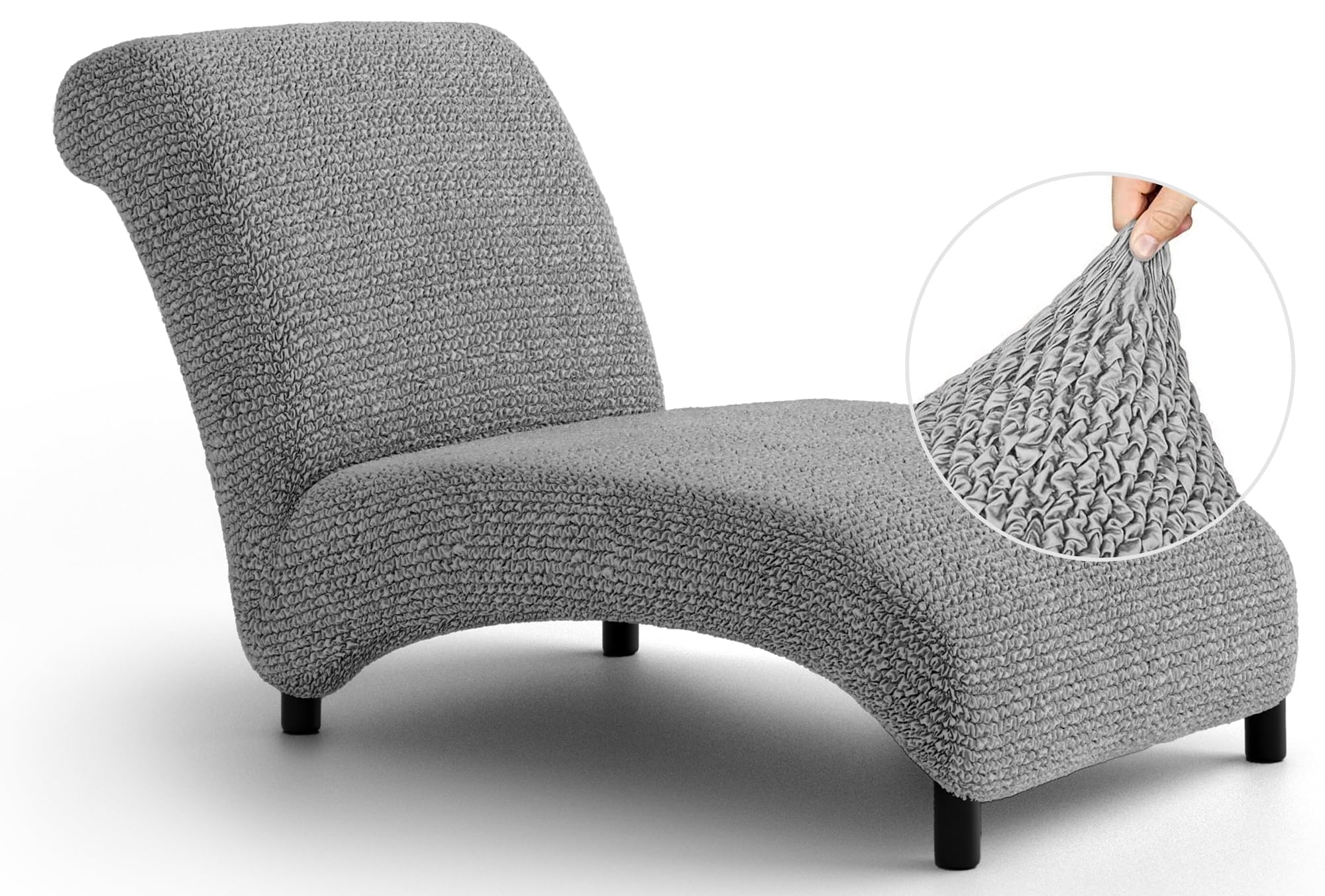 PAULATO BY GA.I.CO. Armless Chaise Lounge Slipcover - Soft Polyester Chaise Chair Cover Without Armrests, 1-Piece Form Fit Sofa Protector - Microfiber Fabric in Ash Color | Perfect for Living Room, Patio, and Outdoor Furniture Protection