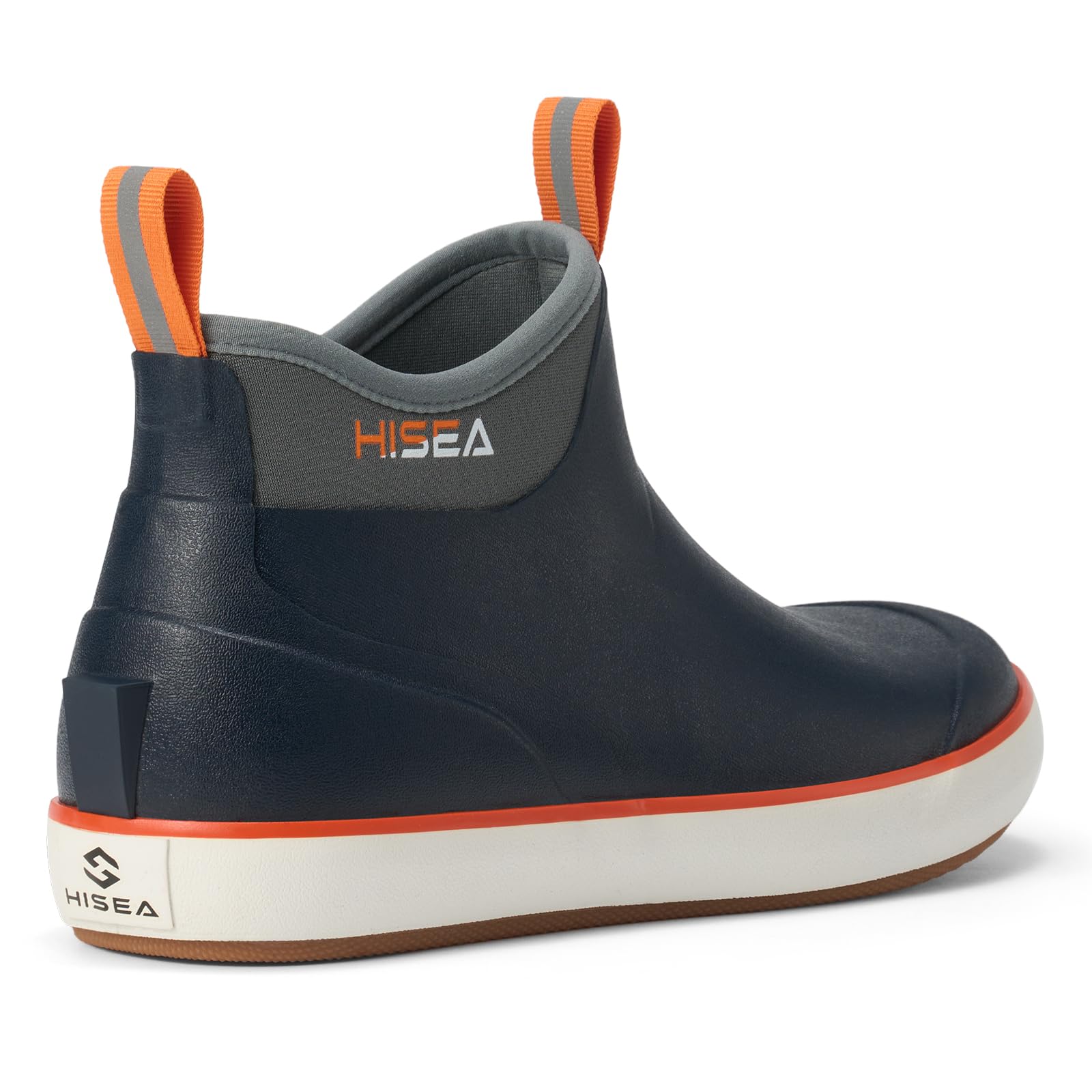 HISEA Men's Waterproof Deck Boots - Wide Toe Anti-Slip Fishing & Rain Boots with Breathable Neoprene Lining - Ideal for Boating, Fishing, Hiking & Outdoor Work
