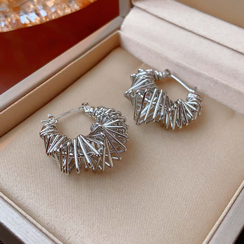 Trendy Spiral Triangle Hoop Earrings for Women | R1619 | Perfect for Parties, Date Nights & Everyday Wear