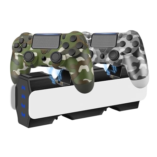 Wireless Controller for PS4 - 2 Pack with Charger Dock Station, Compatible with PS4/Slim/Pro, Built-in Stereo Headset Jack & Touchpad - Perfect for Gaming, Streaming & Multiplayer Sessions
