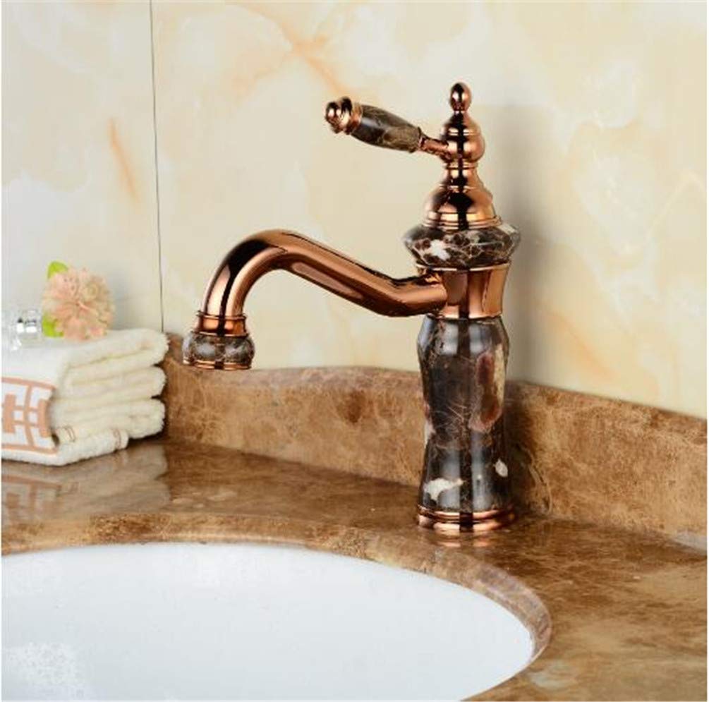 Rose Gold Single Hole Bathroom Faucet - Modern Single Handle Sink Tap for Bathroom & Kitchen - Perfect for Vanity, Basin, and Laundry Room