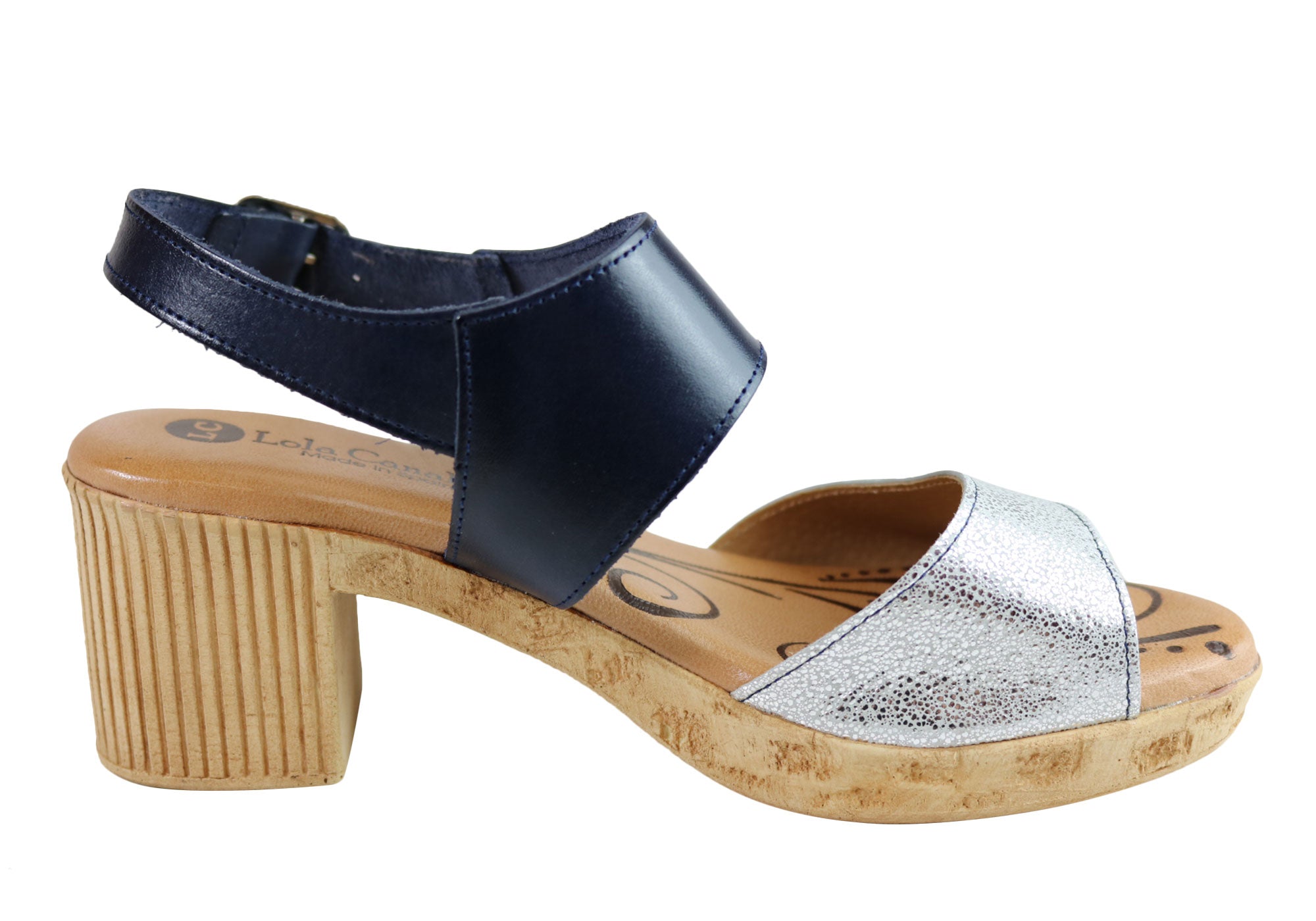 Lola Canales Mia Women's Comfort Leather Mid Heel Sandals - Handmade in Spain - Perfect for Summer Outings, Weddings & Office Wear