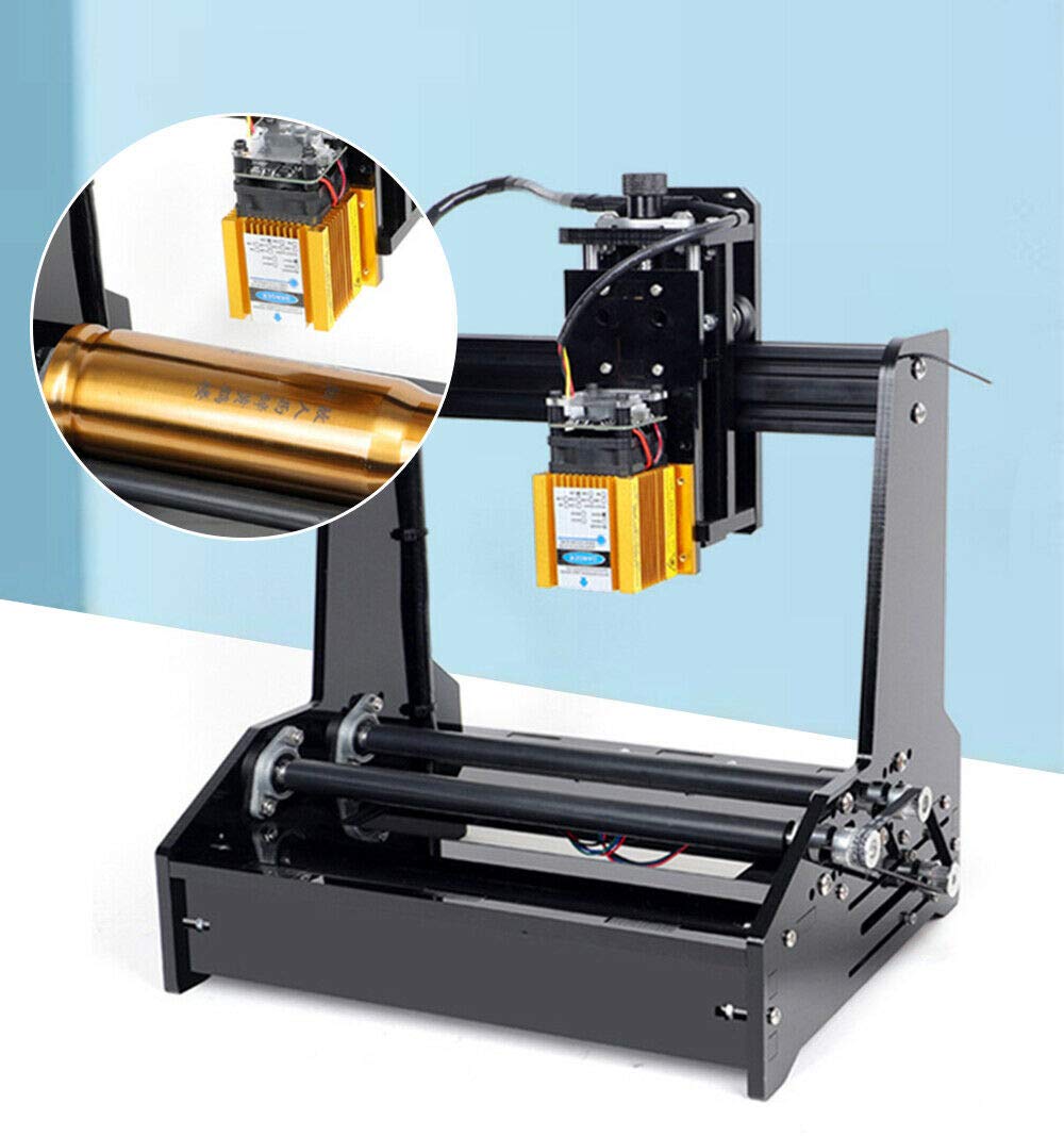 15W Portable Desktop Cylindrical Engraver - 110V 60Hz Small Carving Machine Router Kit with GRBL Offline Control (40x45x36cm) for Wood, Metal & Acrylic Engraving - Perfect for DIY Crafts, Jewelry Making & Home Decor Projects
