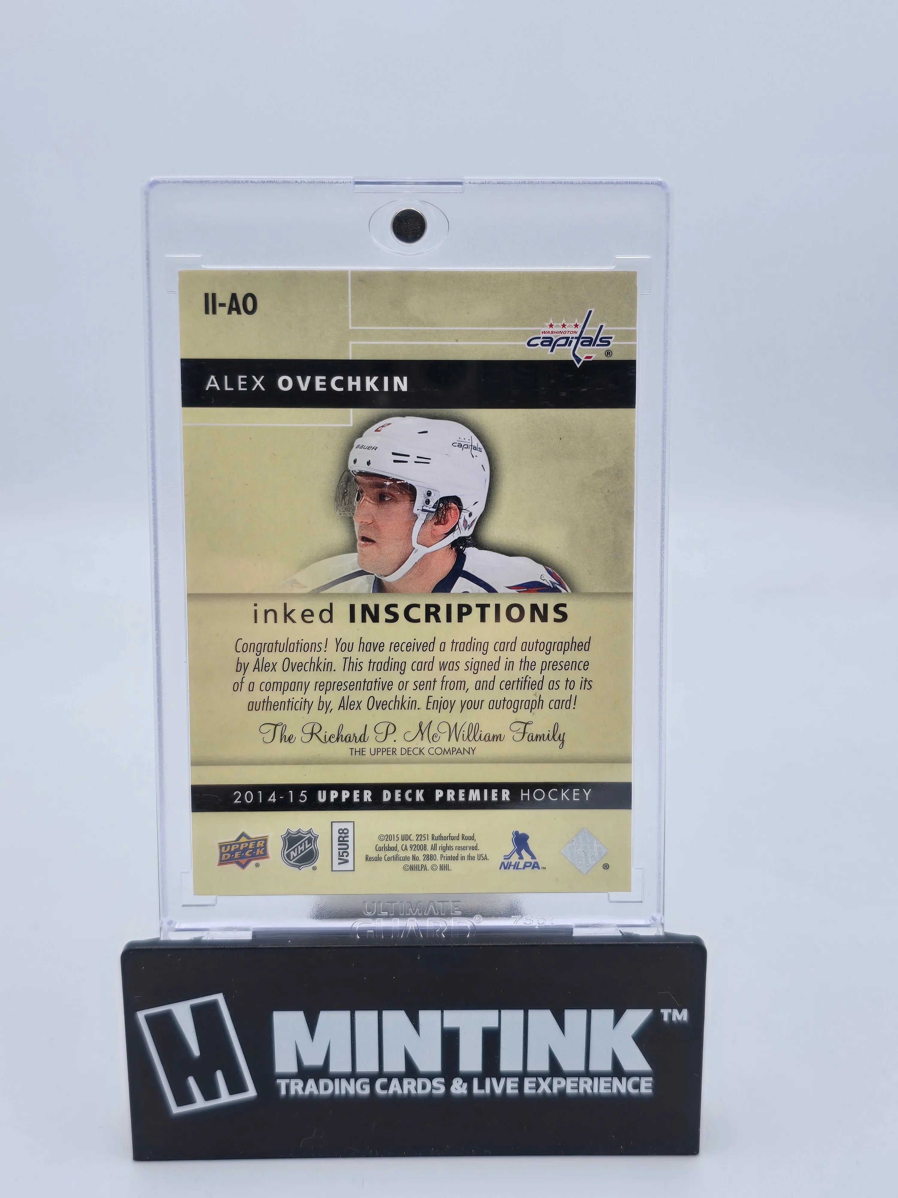 2014-15 Upper Deck Premier Hockey Alex Ovechkin Autographed Inscriptions Card #/25 - Rare Collectible for NHL Fans & Sports Memorabilia Enthusiasts - Perfect for Display, Trading, and Investment