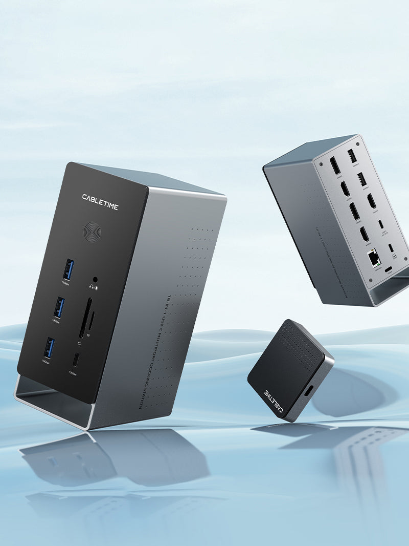 18-in-1 8K DisplayLink Docking Station with Triple Monitor Support for Mac & Windows - Perfect for Home Office, Gaming & Multi-Tasking Setup