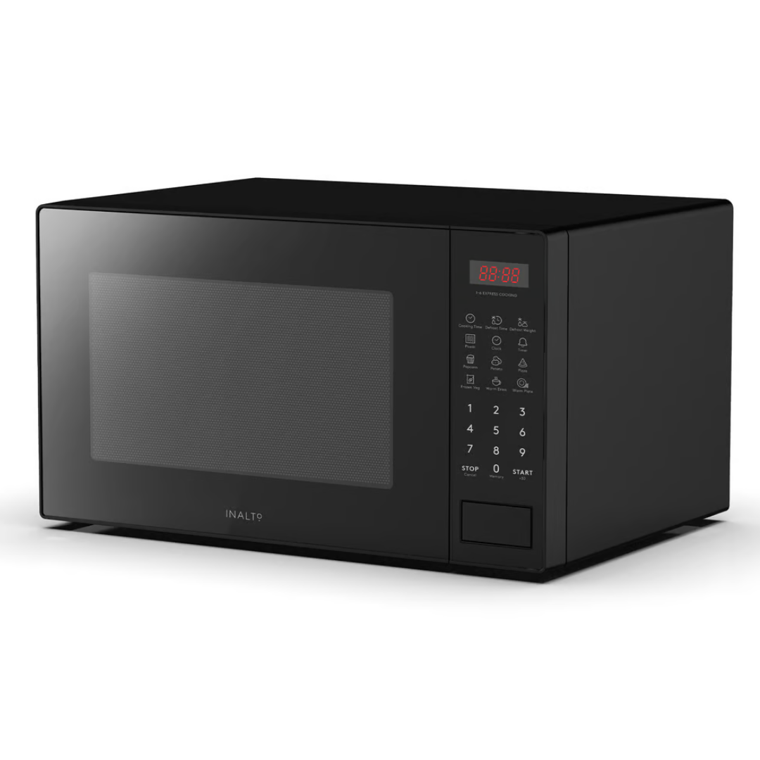 InAlto 20L 700W Black Countertop Microwave Oven with 10 Power Levels - IOMW20B - Perfect for Small Kitchens, Dorms & Office Break Rooms