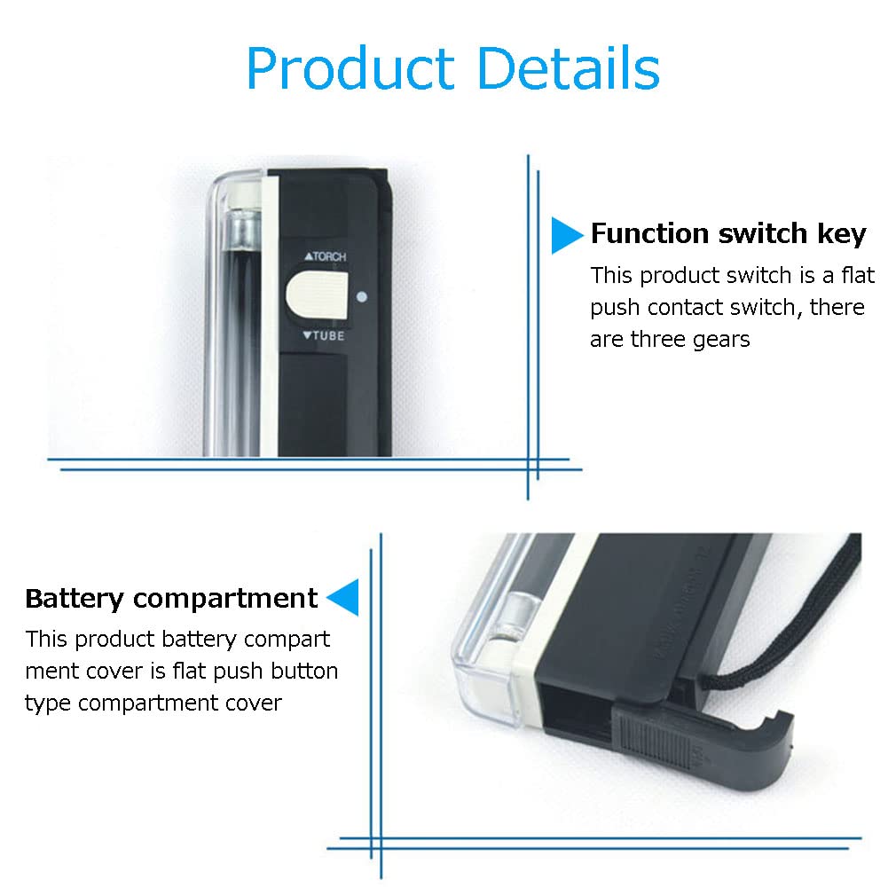 Portable UV Money Counterfeit Bill Detector - Battery Powered Handheld Currency Checker for USD, EUR, GBP | Perfect for Retail Stores, Banks & Cash Handling Businesses