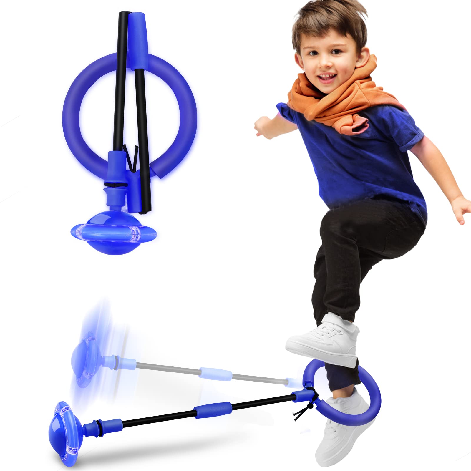 **Foldable Skip Ball with Colorful Flash Wheel - Fun Outdoor Sports Toy for Kids & Adults, Perfect for Backyard Play, Fitness Training, and Birthday Gifts (Ages 5-10)**