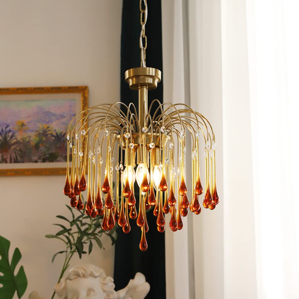 Modern Gold Iron Raindrop Chandelier - Elegant Ceiling Pendant Light for Living Room, Dining Room & Bedroom | Durable Lighting Fixture for Foyer, Hallway & Home Decor | Perfect for Wedding, Restaurant & Luxury Interior Design