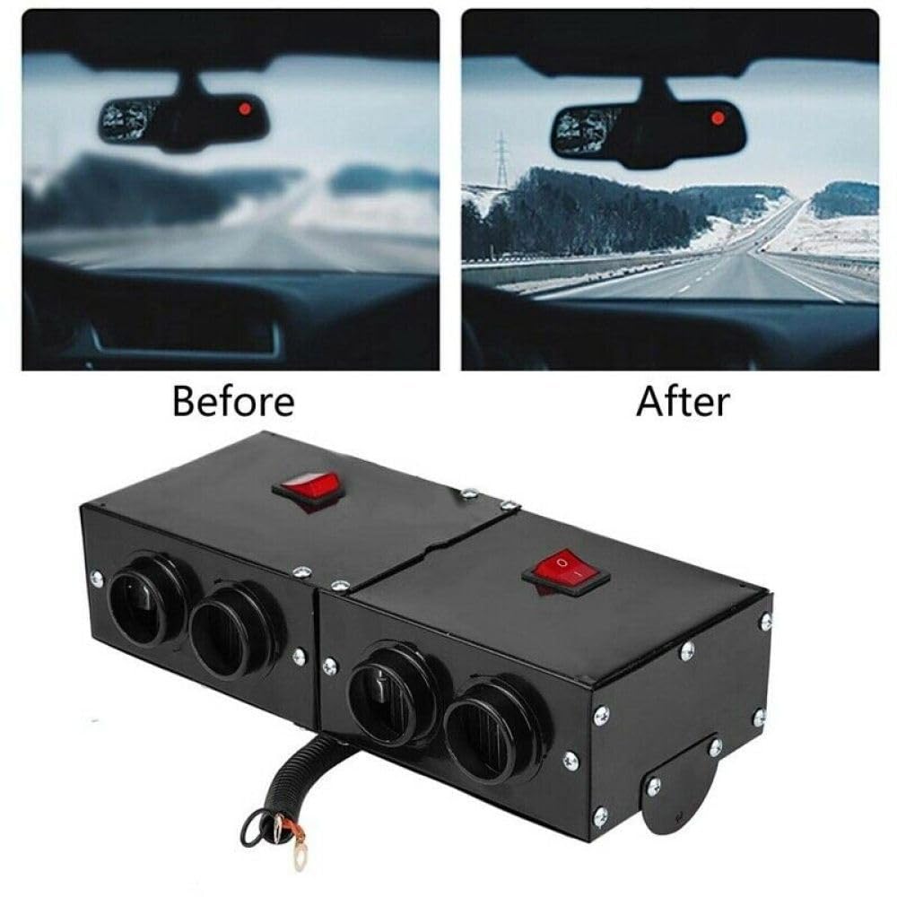 MACHSWON 24V 500W Portable Car Heater Defroster - 4-Port Windscreen Demister & Warm Air Fan for Trucks, RVs, and Winter Driving - Fast Defrosting Solution for Foggy Windows