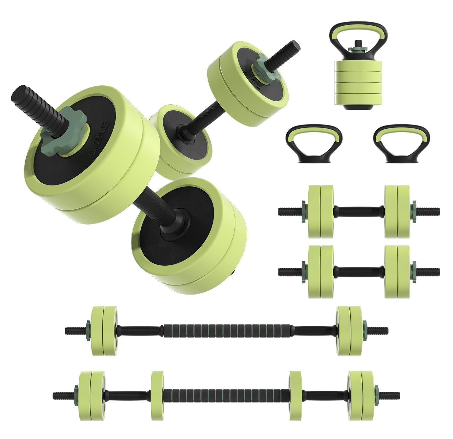 Adjustable Dumbbell Set 22/42/62LBS - 4-in-1 Free Weight Dumbbells for Home Gym | Convertible to Kettlebell, Barbell & Push-Up Stand | Iron Sand Weights with Connector for Strength Training, Muscle Building & Full-Body Workouts