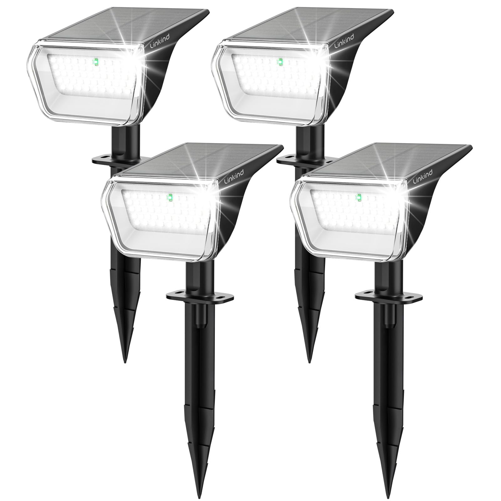 **Linkind 60 LED Solar Spot Lights Outdoor, Waterproof IP67 Landscape Lighting with 30% High Conversion Rate - 4 Pack Cool White for Garden, Yard, Pathway & Patio**    *(Perfect for Accent Lighting, Driveway Illumination, and Backyard Decor)*