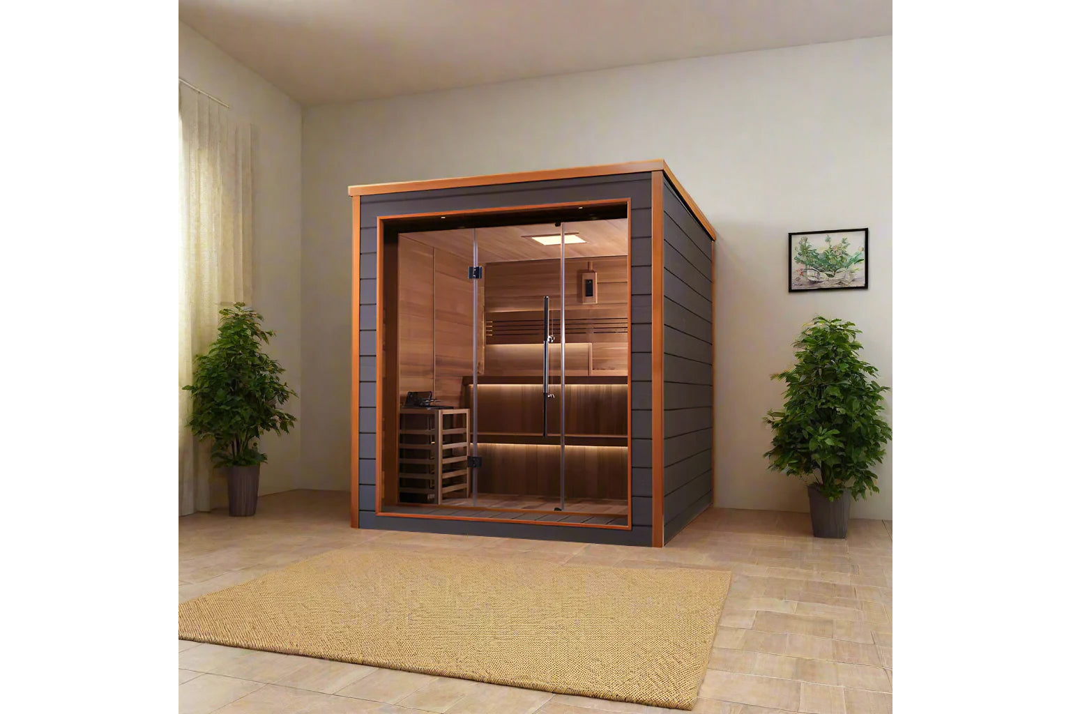Golden Designs Bergen 6-Person Indoor Outdoor Traditional Sauna - Perfect for Home Spa, Backyard Relaxation & Wellness Therapy