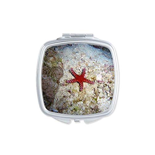 DIYthinker Ocean Water Starfish Nature Picture Mirror - Portable Compact Pocket Makeup Mirror with Double Sided Glass - Perfect for Travel, Home Vanity & Handbag