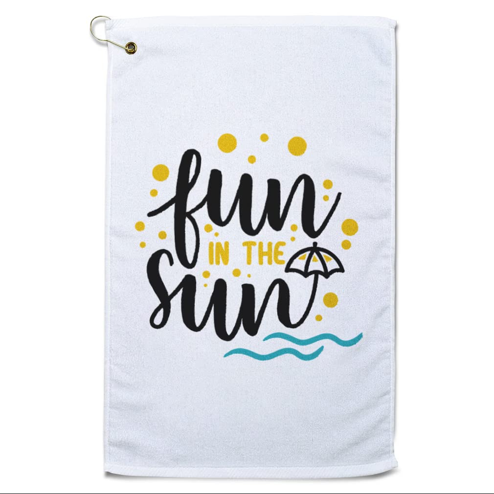 Stylish Printed Golf Towel - Sun Leaf Strawberry Design, Soft Cotton Beach Bag Accessories for Golf, Pool & Outdoor Activities