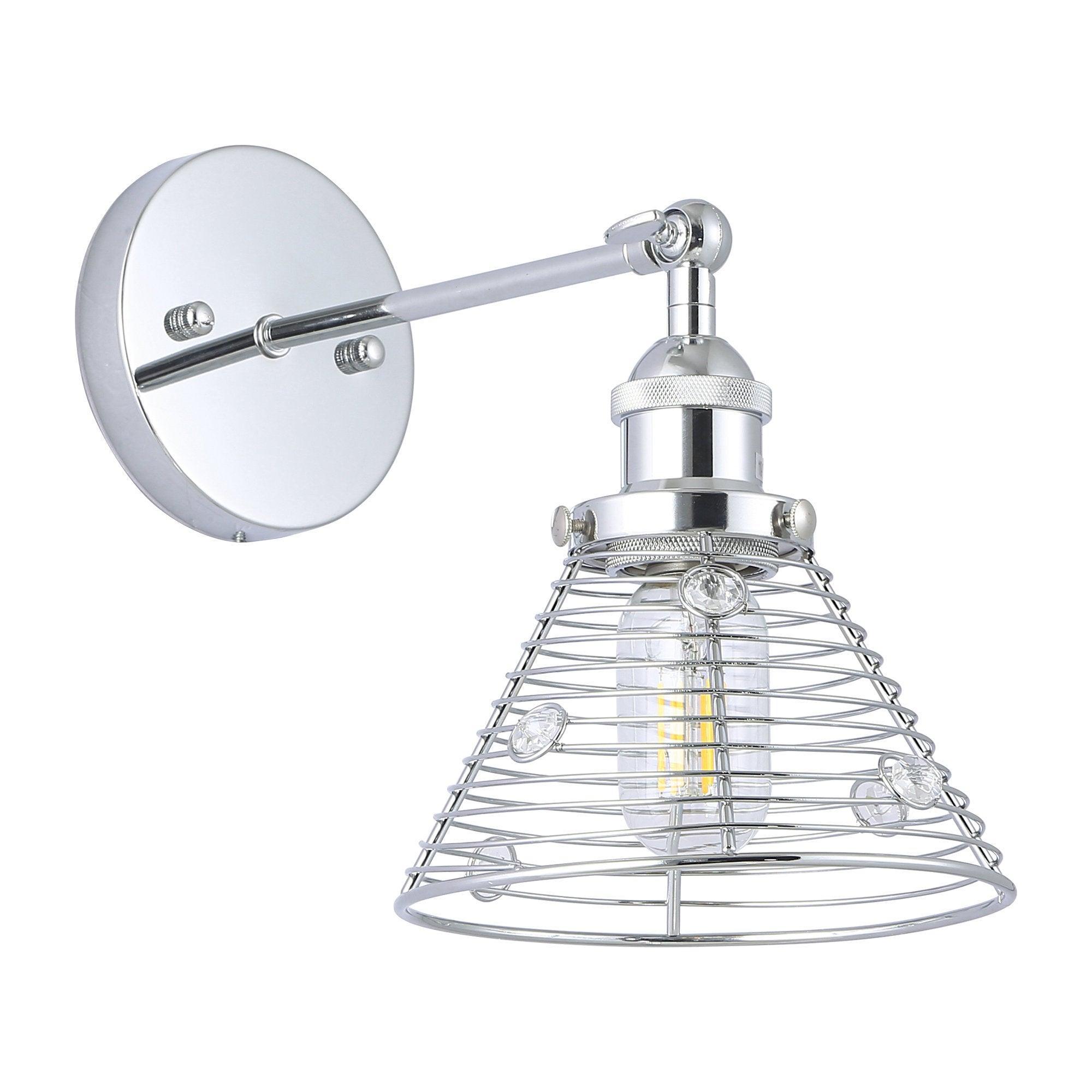 Modern Silver Wall Sconce Light - Single Bulb Fixture for Bedroom, Living Room, or Hallway Lighting