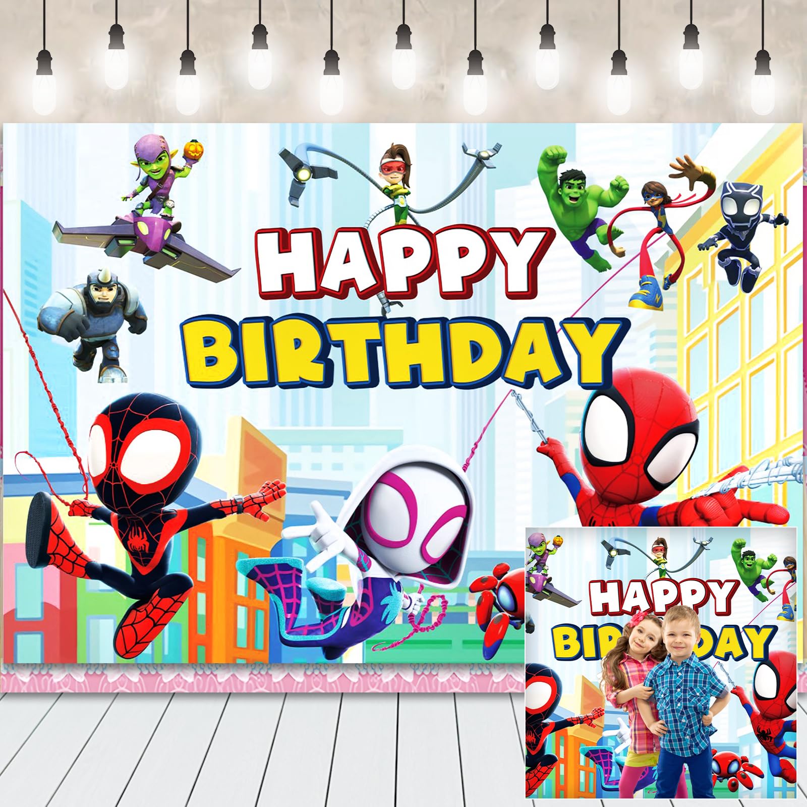 Spider-Man Themed Party Backdrop - 5x3FT Kids Birthday Decor, Photography Background & Happy Birthday Banner for Boys & Girls - Perfect for Superhero Birthday Parties, Photo Booths & Themed Events