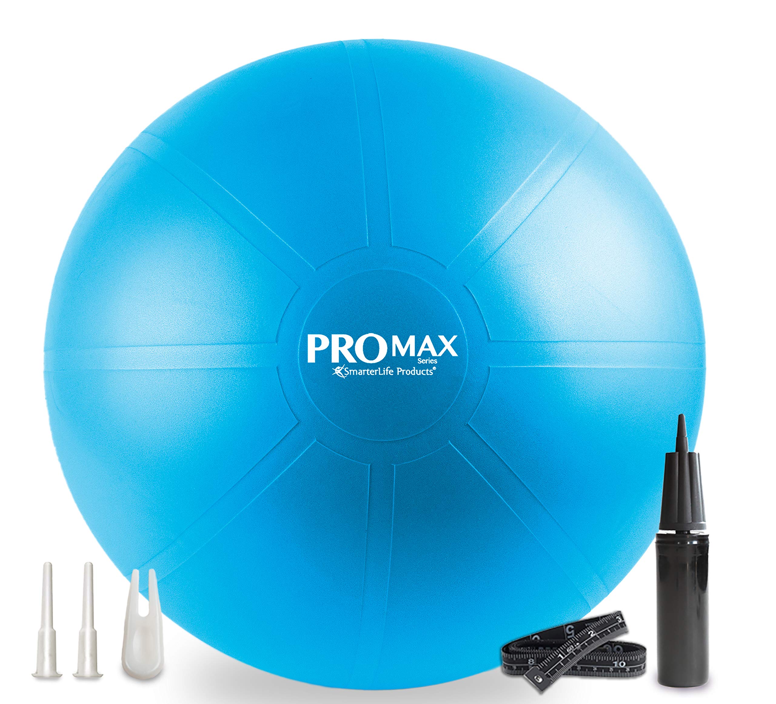 SmarterLife PRO MAX Exercise Ball - Anti-Burst Yoga Ball for Fitness, Workouts, Balance & Stability Training | Pregnancy & Labor Support | Perfect as Yoga Ball Chair for Office, Home Gym or Physical Therapy - Ideal for Yoga, Pilates, Core Exercises & Postpartum Recovery