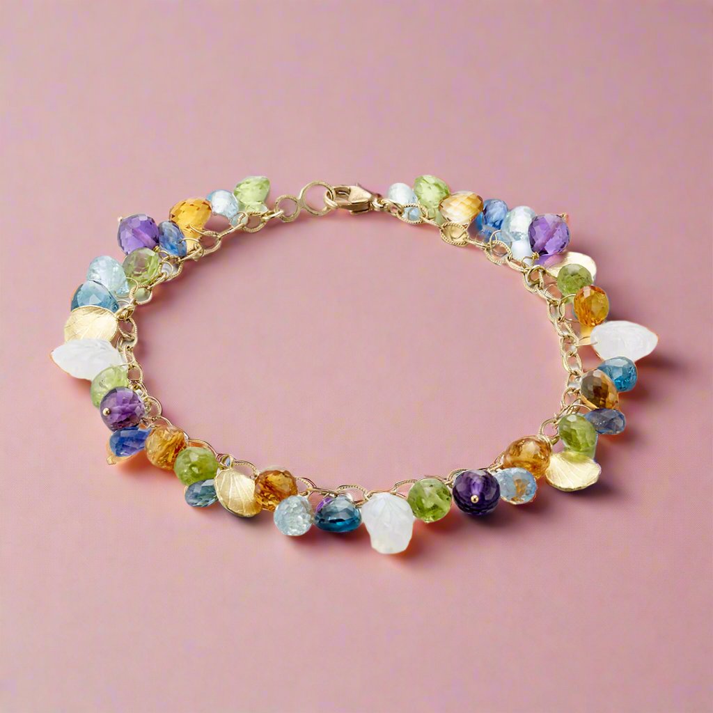 Stunning Multi-Color Gemstone Briolette Bracelet | Handmade Beaded Jewelry for Women | Perfect for Parties, Weddings & Everyday Wear