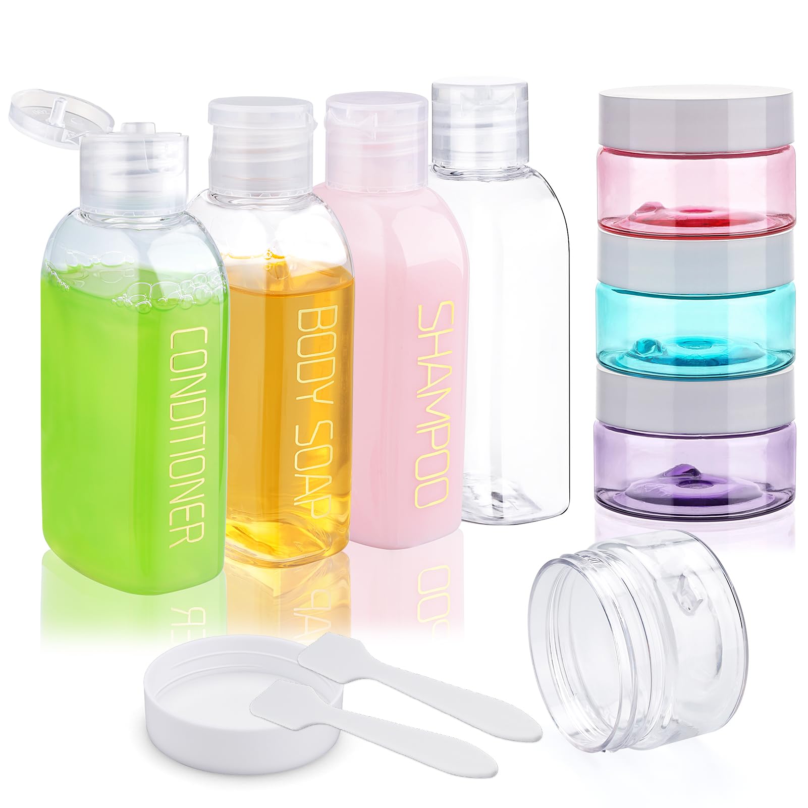 8PCS Leak-Proof Travel Bottles for Toiletries | TSA Approved Squeeze Bottles & Cream Jars with Flip Caps | Perfect for Carry-On Liquids, Shampoo, Lotion & Cosmetics | Ideal for Air Travel, Gym & Vacation