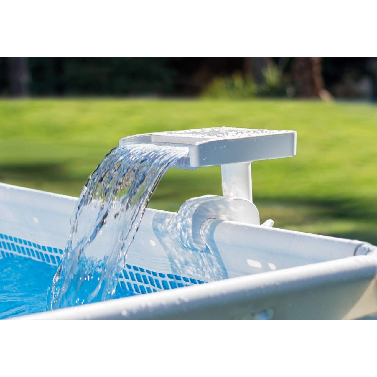 Intex 28090E Hydroelectric LED Waterfall Cascade for Above Ground Pools - Multi-Colored Lights, White - Perfect for Backyard Relaxation & Pool Parties