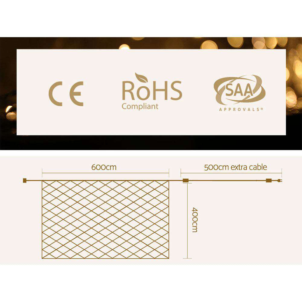 1000 LED Christmas Lights 4m x 6m Net String Light - Warm White Outdoor/Indoor Holiday Decor for Home, Garden, Party & Wedding Decoration