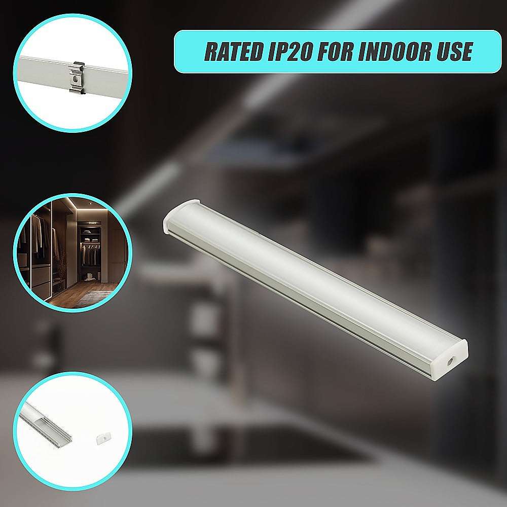 10 Pack 1M Aluminum LED Strip Light Channel Profile for Kitchen Cabinet Lighting - Perfect for Under Cabinet, Shelf, and Staircase Accent Lighting