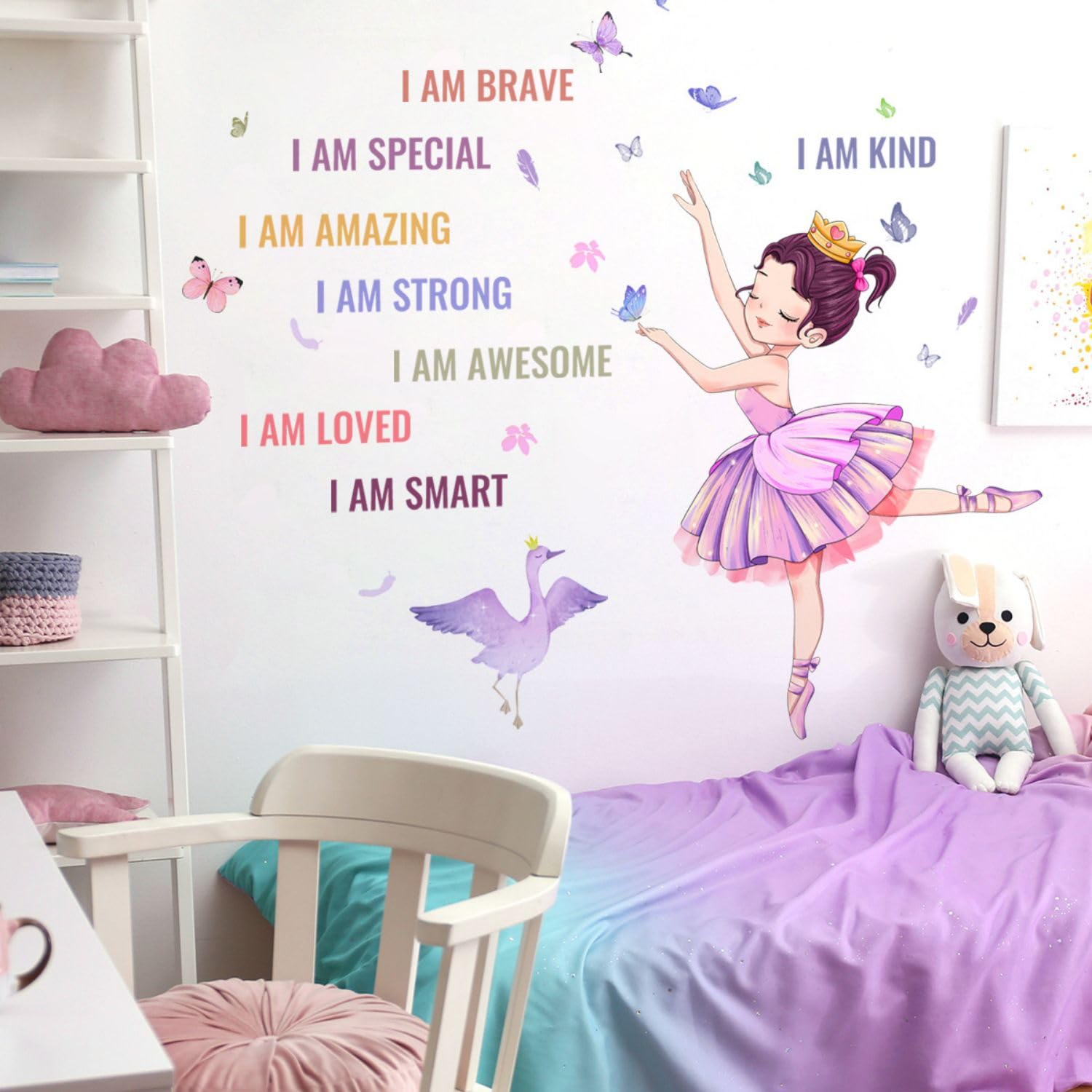 OOTSR Ballet Wall Decals for Girls - Inspirational Princess Room Decor for Bedroom, Nursery & Dance Class