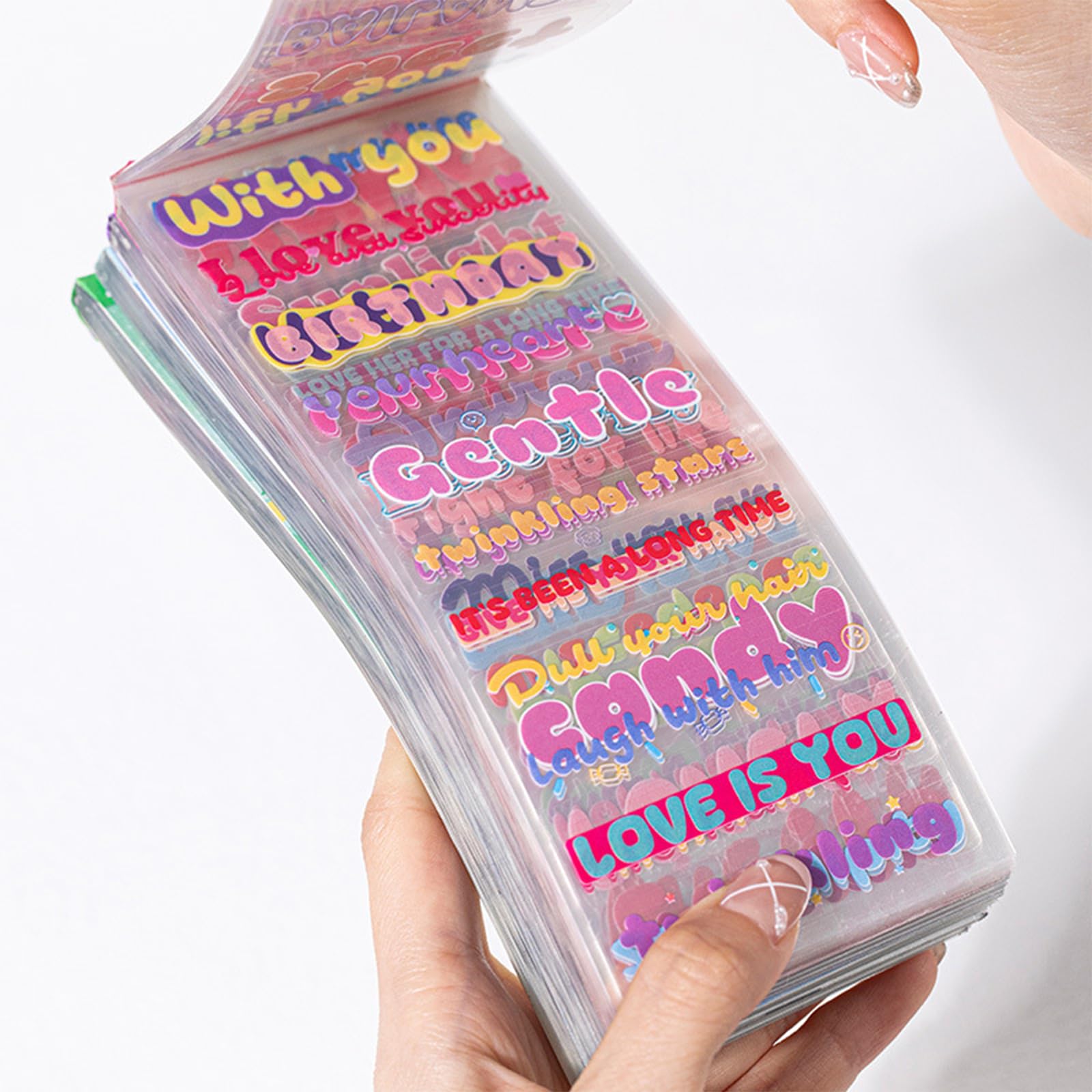SIBLYMONA Korean Deco Stickers Set - 30 Sheets Colorful Glitter Stickers with Flower, Heart, Ribbon, Letter & Alphabet Designs | Perfect for Kpop Photocard, Scrapbooking, DIY Cards, Kids Crafts & Journaling (Heart Attack Theme)